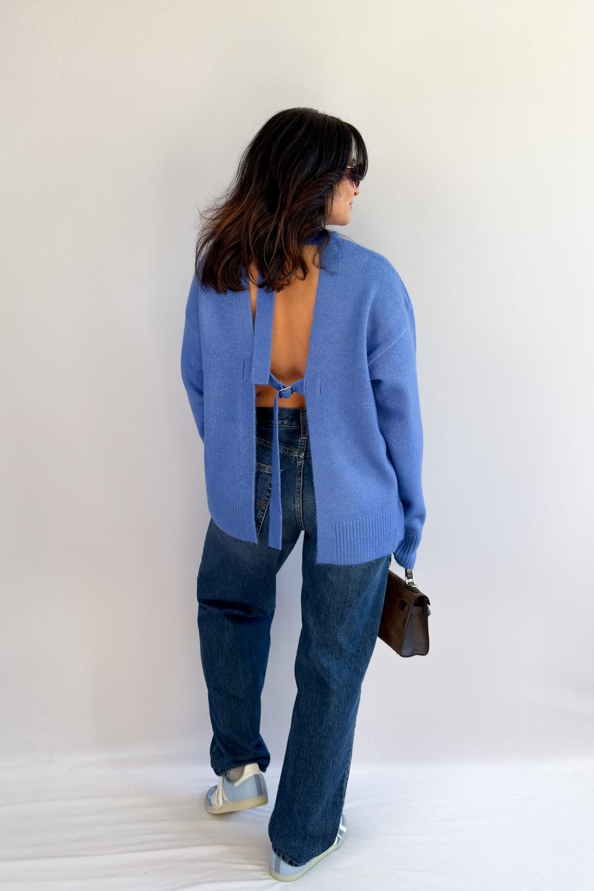 Women’s Oversized Open - Back Sweater in Cobalt Blue - Women's Sweaters - Blooming Daily
