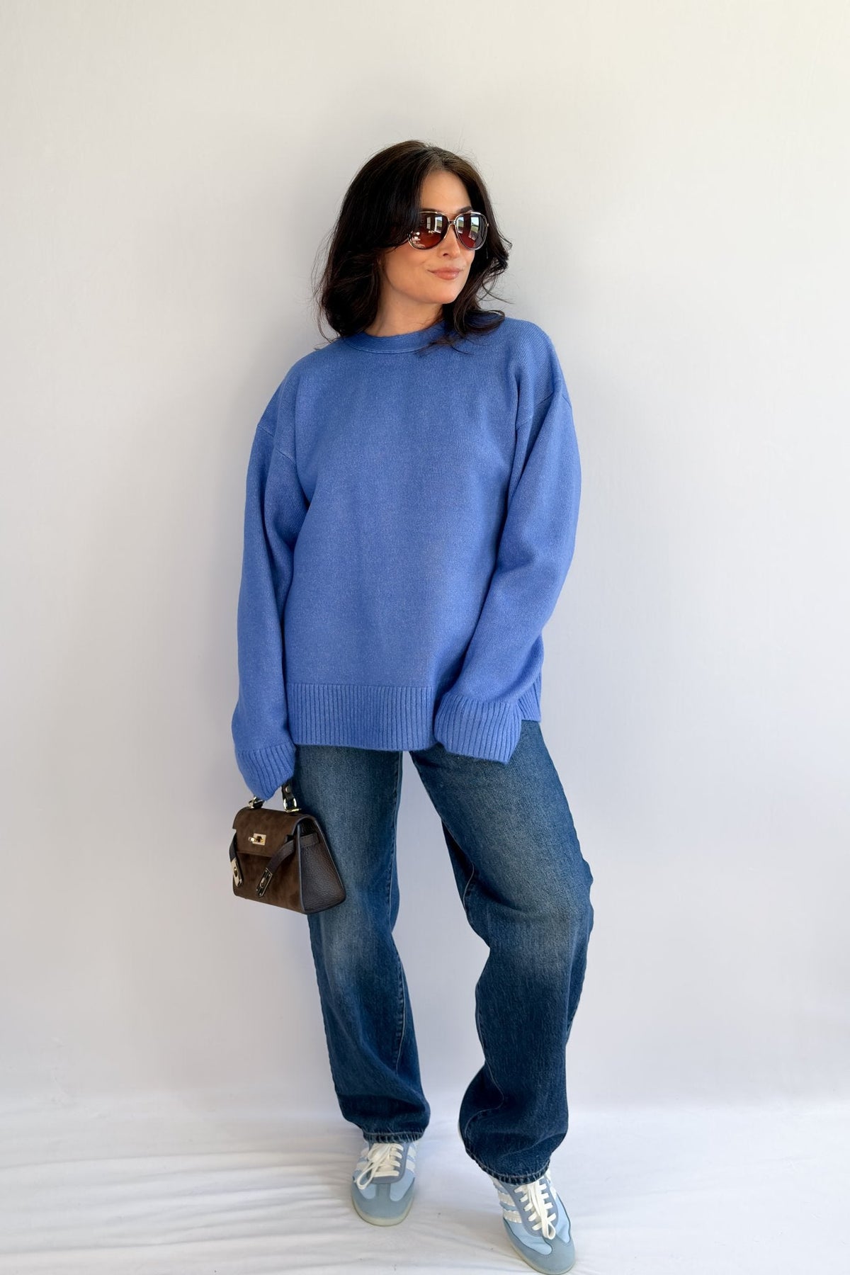 Women’s Oversized Open - Back Sweater in Cobalt Blue - Women's Sweaters - Blooming Daily