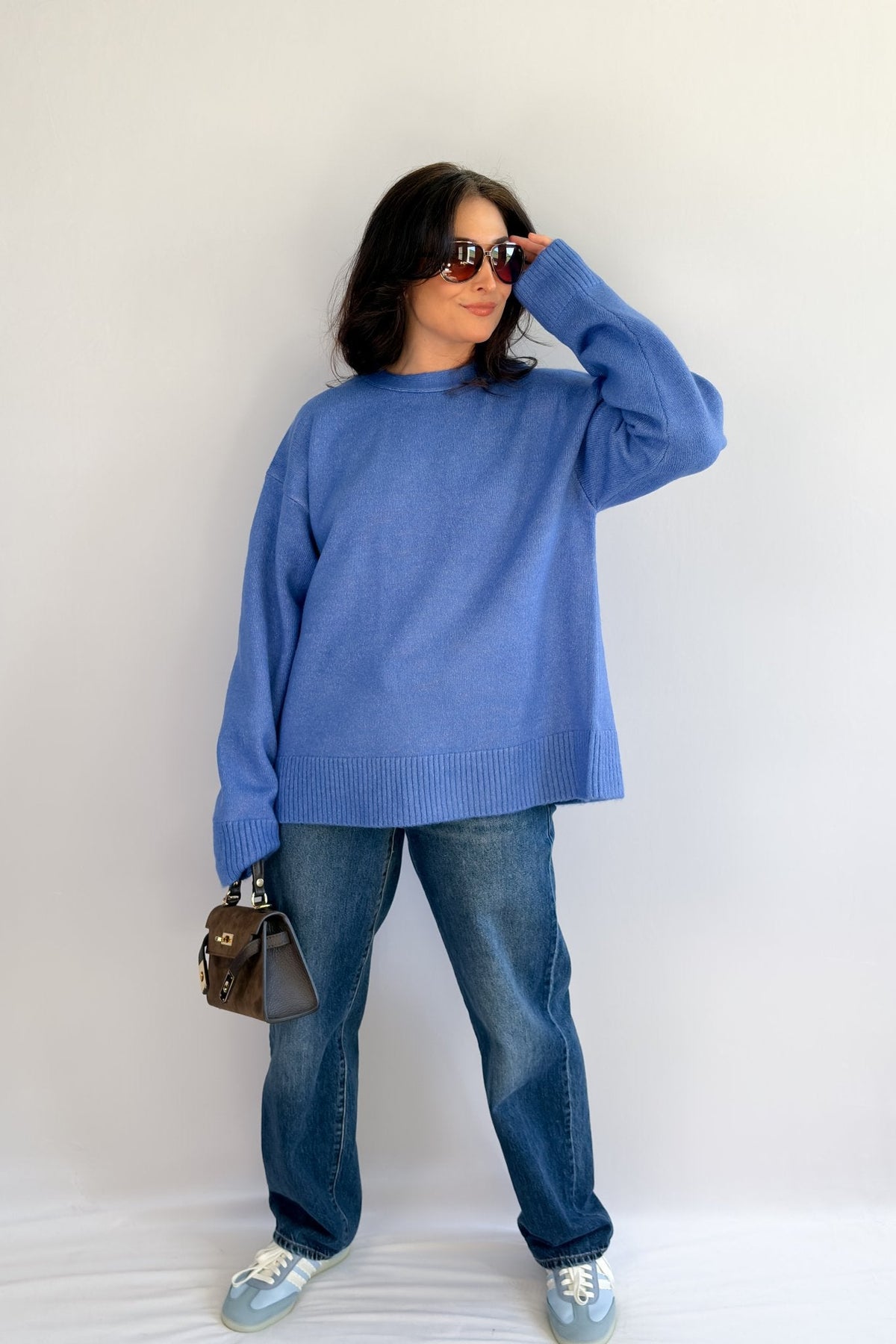 Women’s Oversized Open - Back Sweater in Cobalt Blue - Women's Sweaters - Blooming Daily