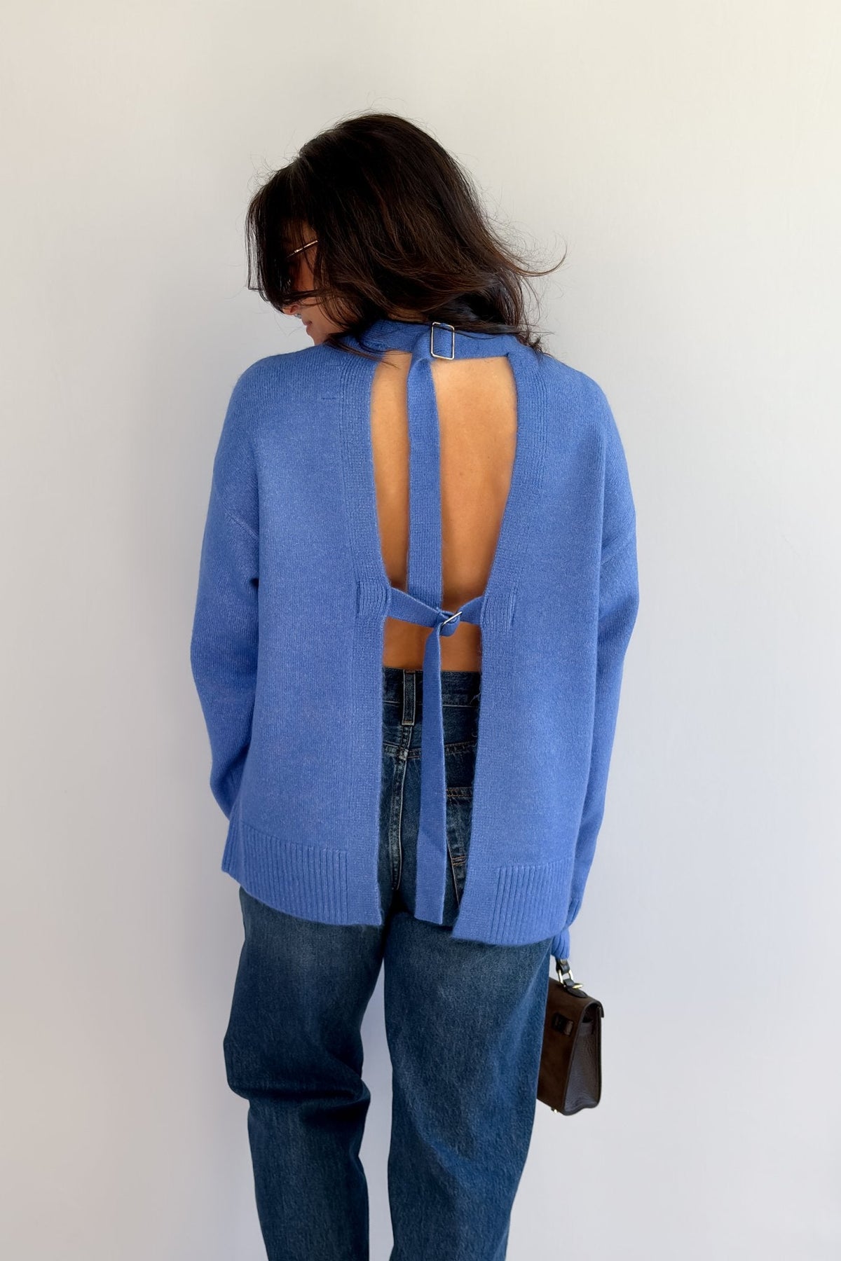 Women’s Oversized Open - Back Sweater in Cobalt Blue - Women's Sweaters - Blooming Daily