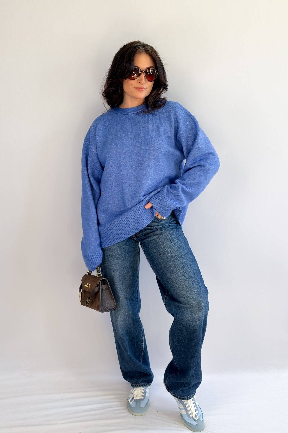 Women’s Oversized Open - Back Sweater in Cobalt Blue - Women's Sweaters - Blooming Daily
