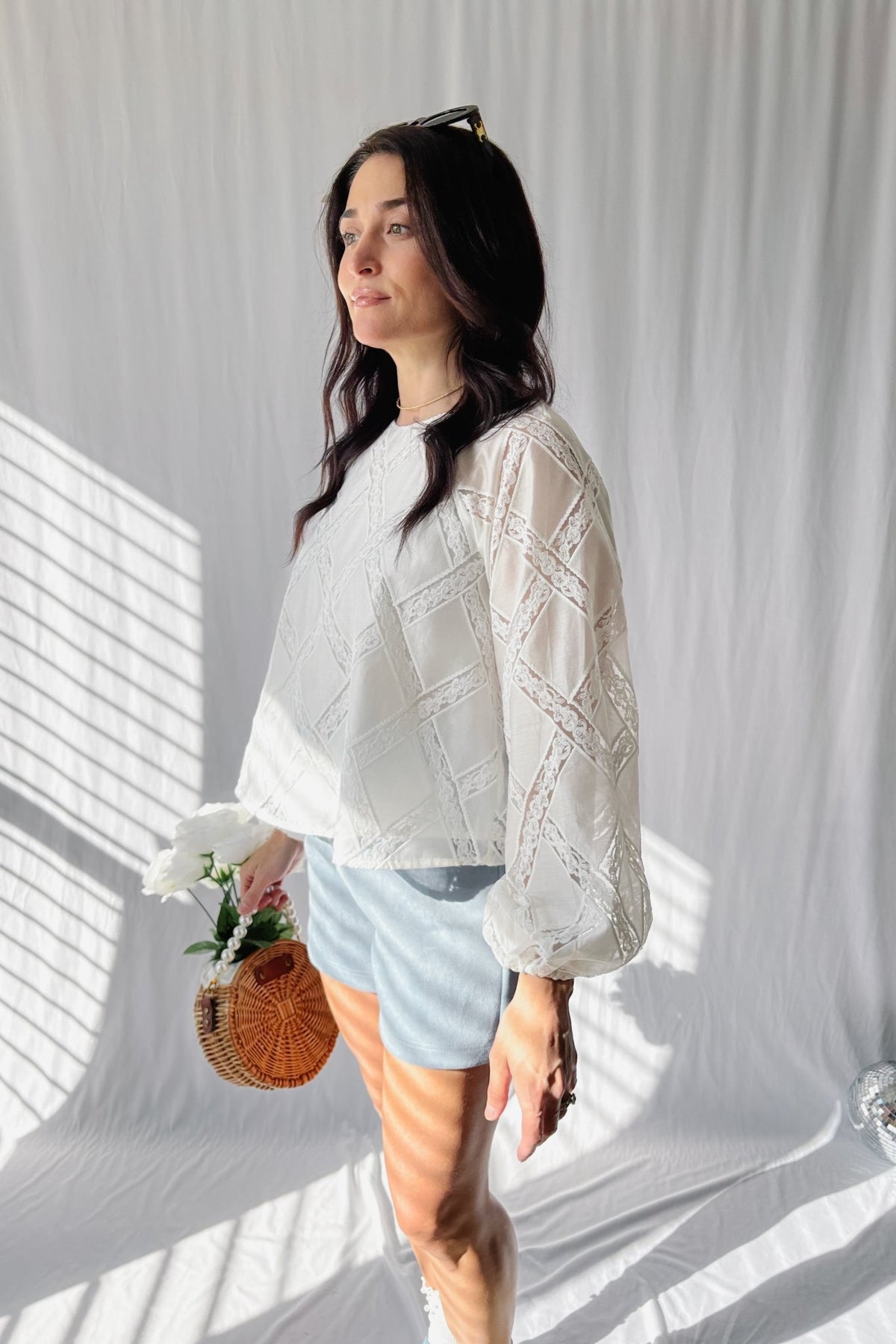 Women&#39;s Parisian Lace Long Sleeve Top | Sofie The Label | White - Shirts &amp; Tops - Blooming Daily