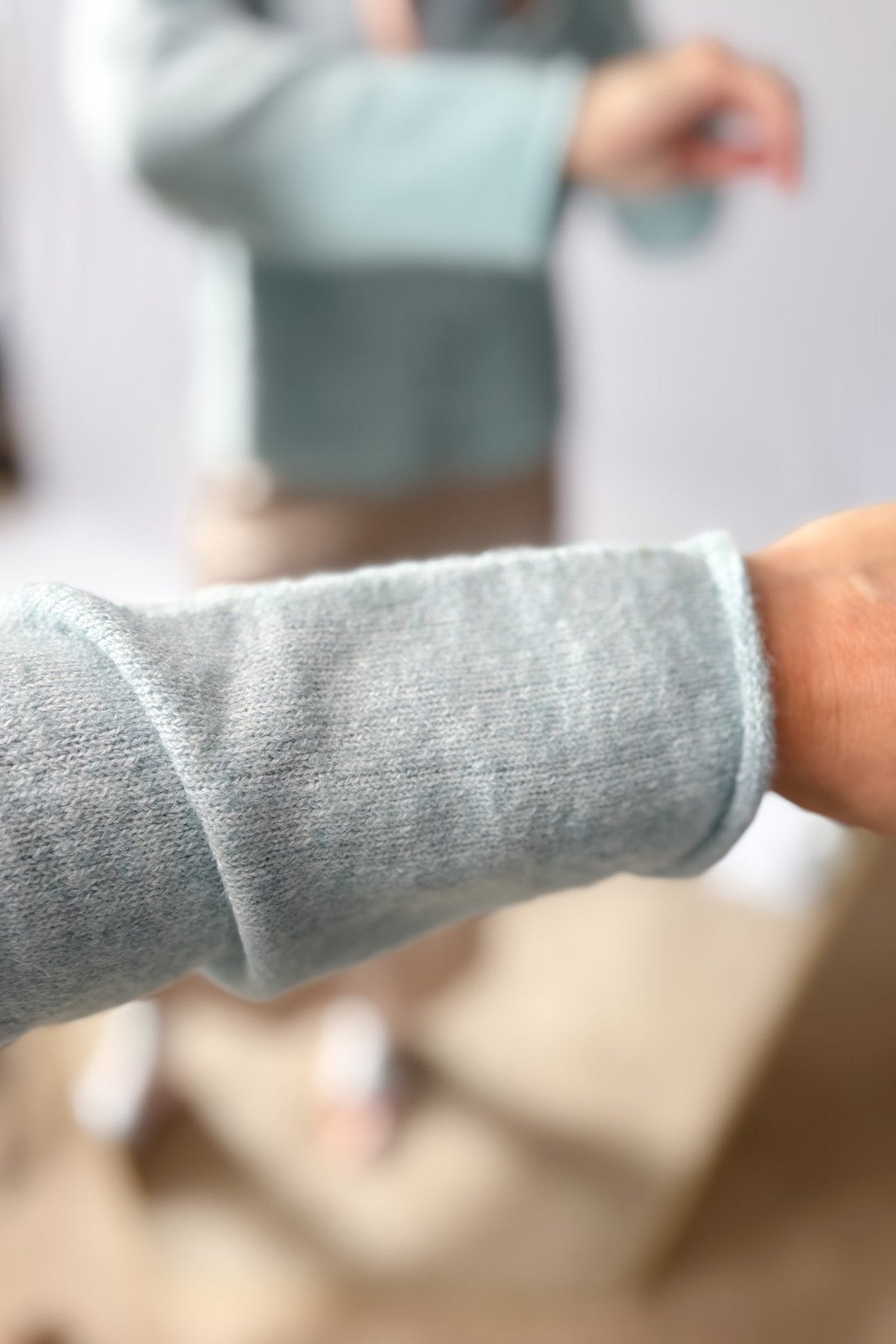 Women’s Pastel Turquoise Trending Knit Cardigan – Soft Stretch Knit - Women's Sweaters - Blooming Daily