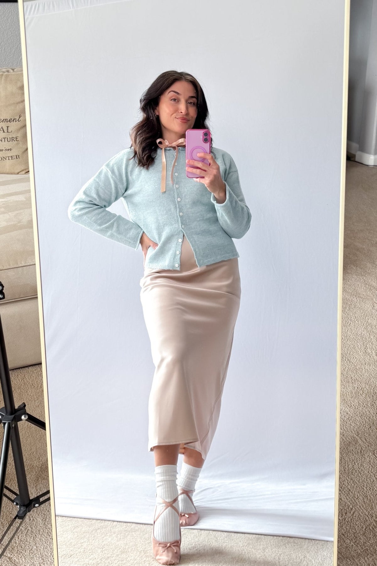 Women’s Pastel Turquoise Trending Knit Cardigan – Soft Stretch Knit - Women's Sweaters - Blooming Daily