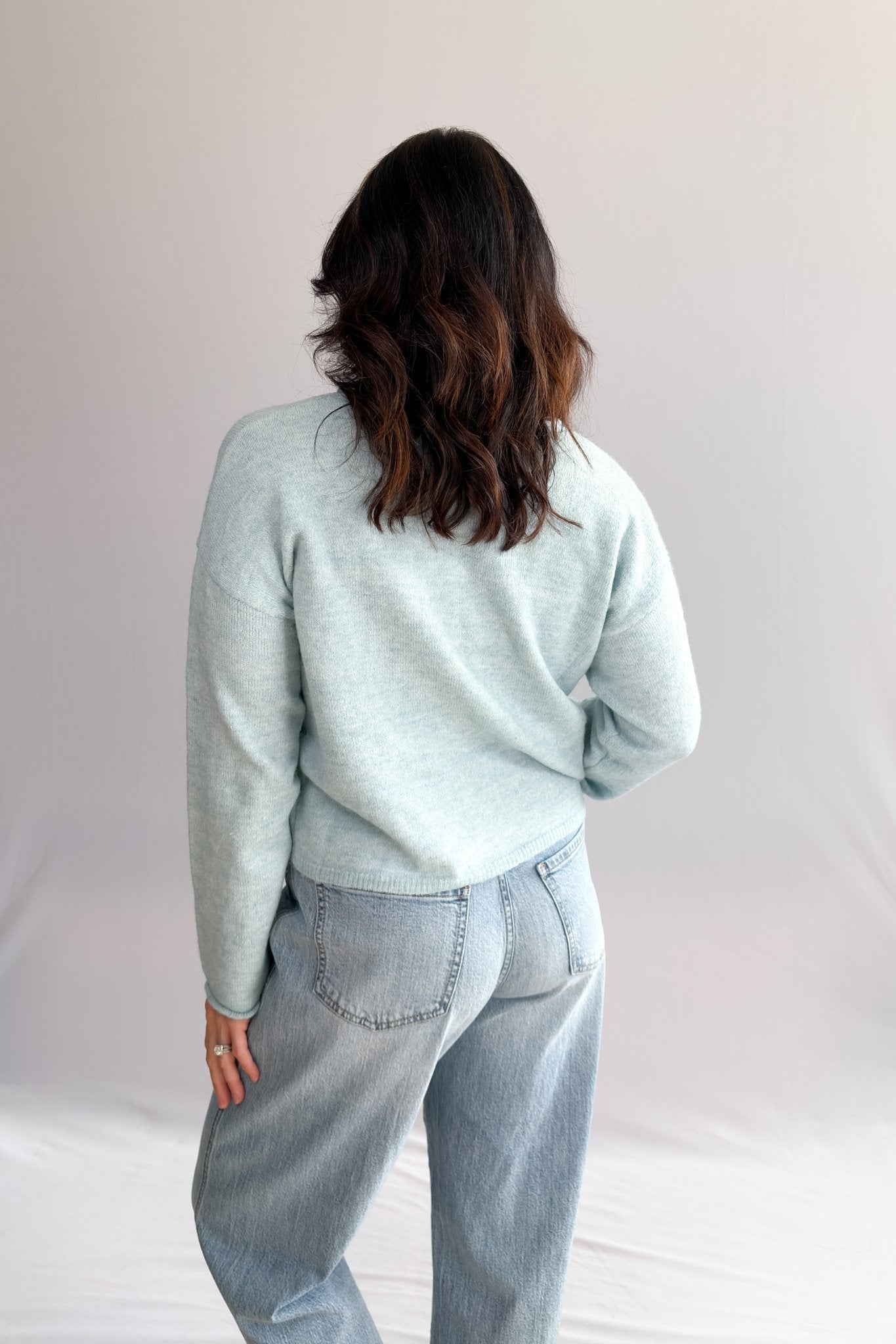 Women’s Pastel Turquoise Trending Knit Cardigan – Soft Stretch Knit - Women's Sweaters - Blooming Daily