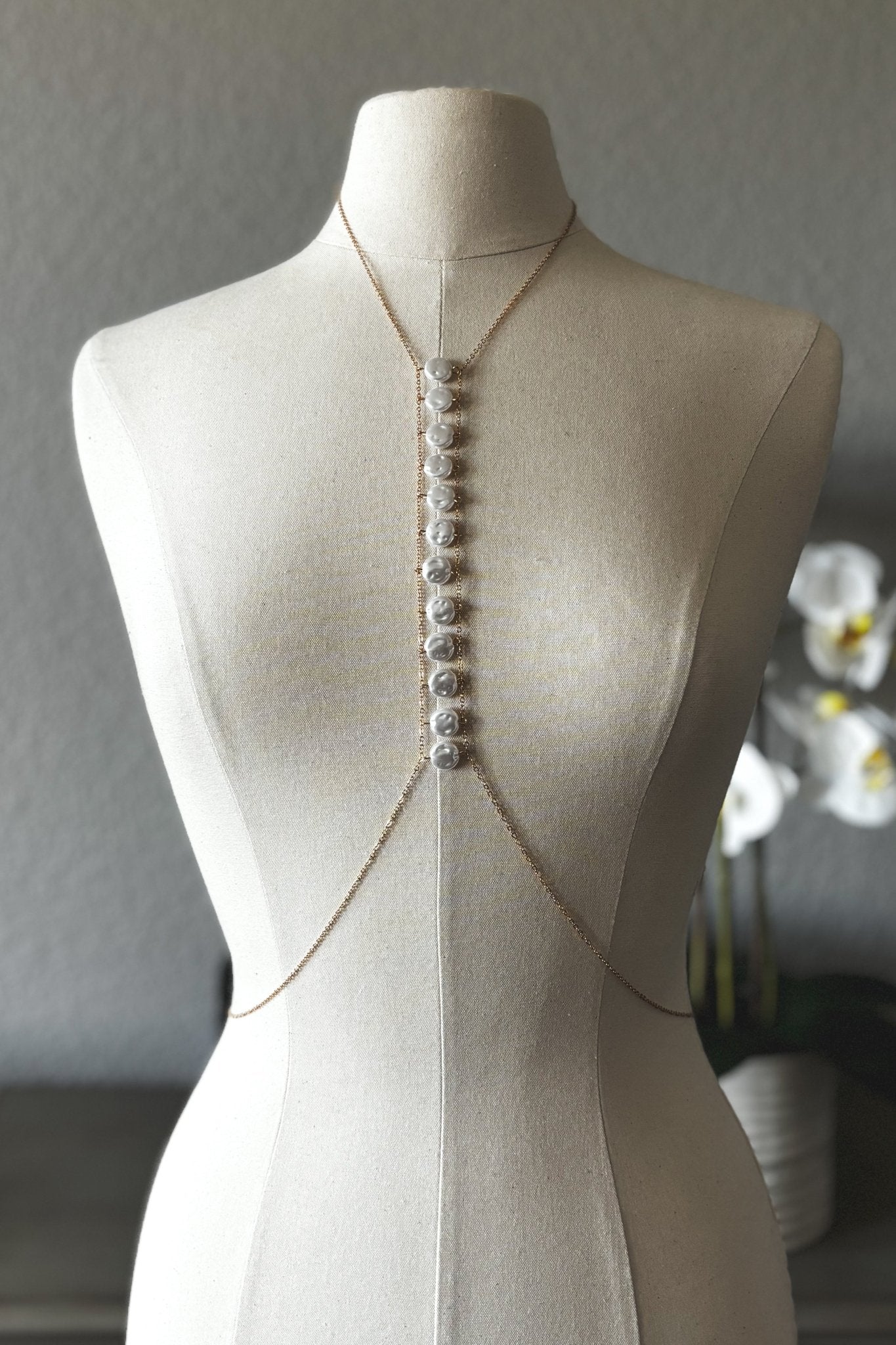 Women's Pearl Accent Bodychain | Gold - Women's Jewelry - Blooming Daily