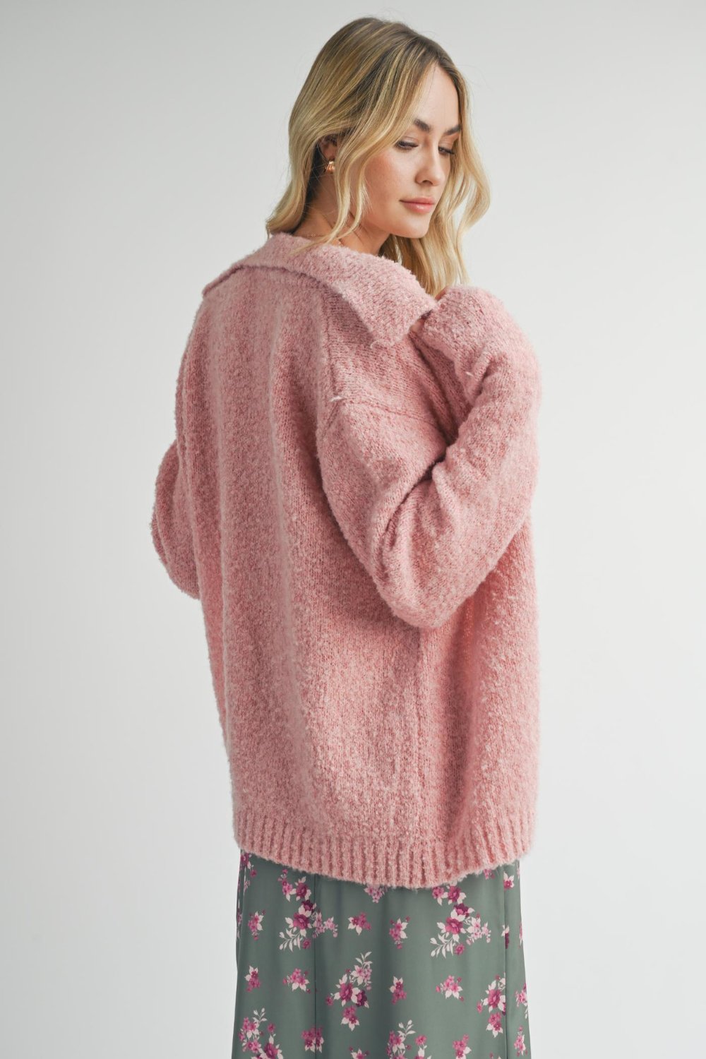 Women&#39;s Pink Aesthetic Soft Knit Cardigan Top | Pink - Women&#39;s Sweaters - Blooming Daily