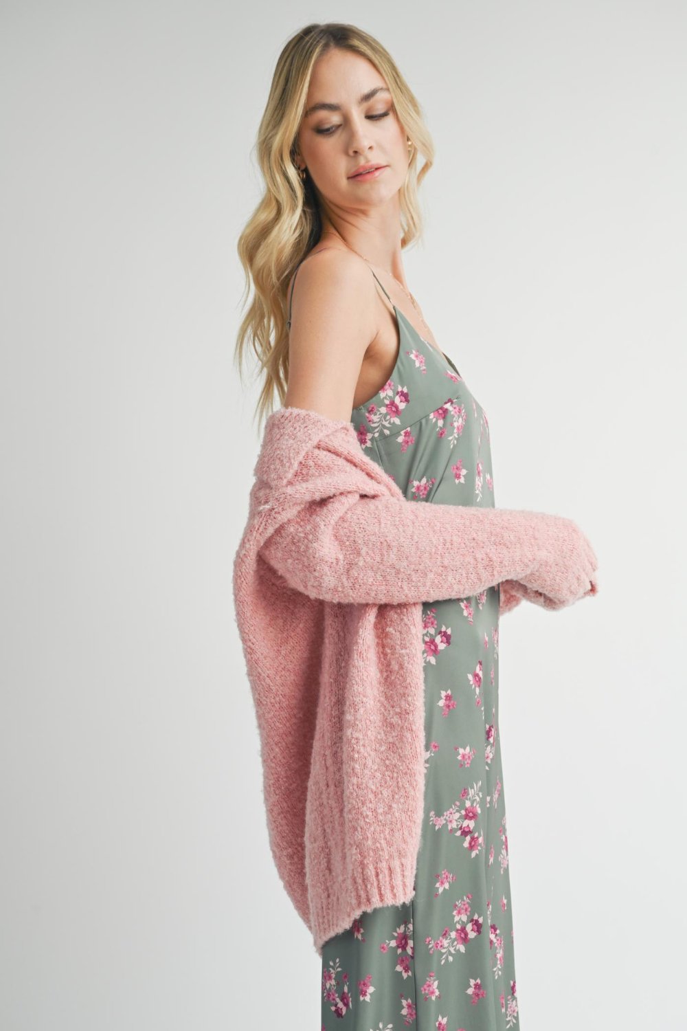 Women&#39;s Pink Aesthetic Soft Knit Cardigan Top | Pink - Women&#39;s Sweaters - Blooming Daily