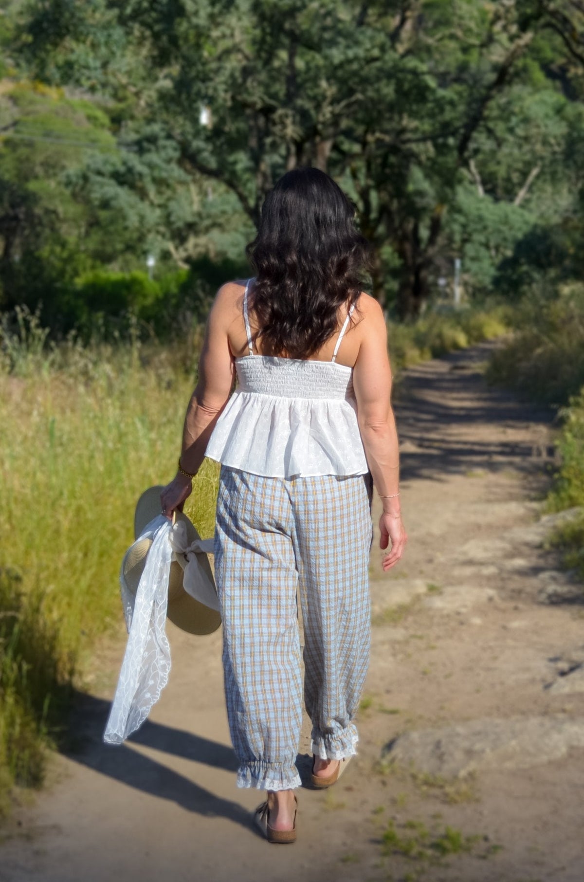 Women’s Plaid Balloon Pants – Elastic Waist Cotton Pants - Women's Pants - Blooming Daily