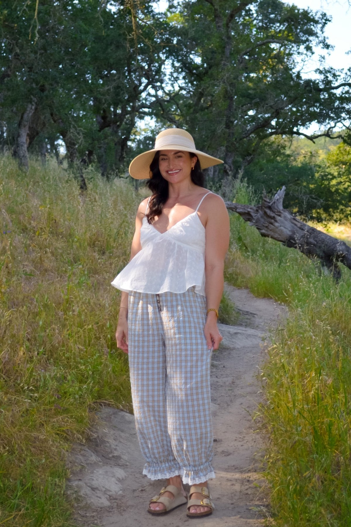 Women’s Plaid Balloon Pants – Elastic Waist Cotton Pants - Women's Pants - Blooming Daily