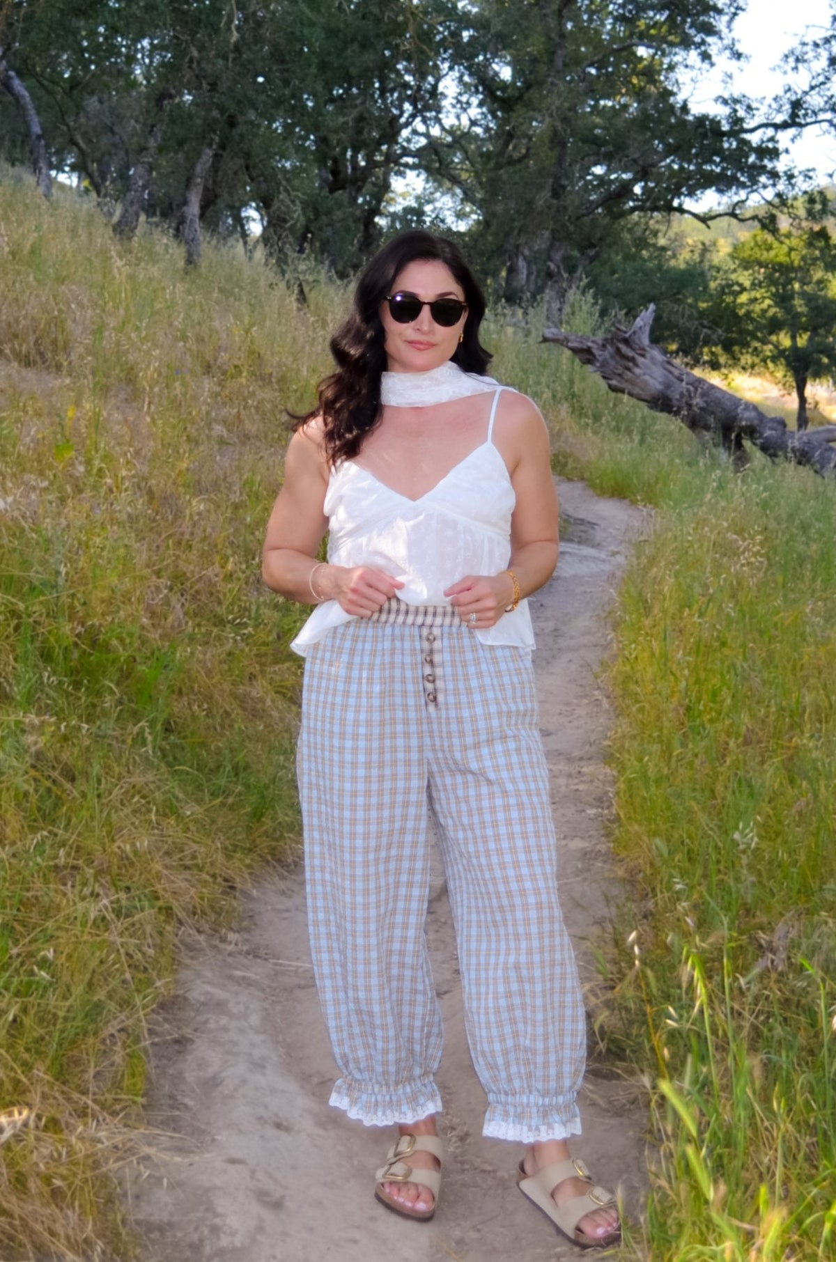 Women’s Plaid Balloon Pants – Elastic Waist Cotton Pants - Women's Pants - Blooming Daily