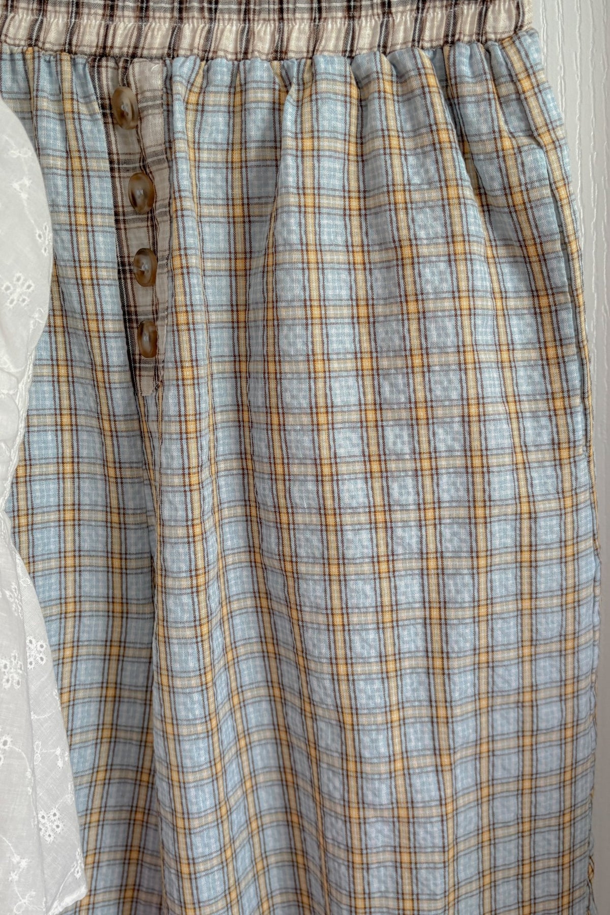 Women’s Plaid Balloon Pants – Elastic Waist Cotton Pants - Women's Pants - Blooming Daily