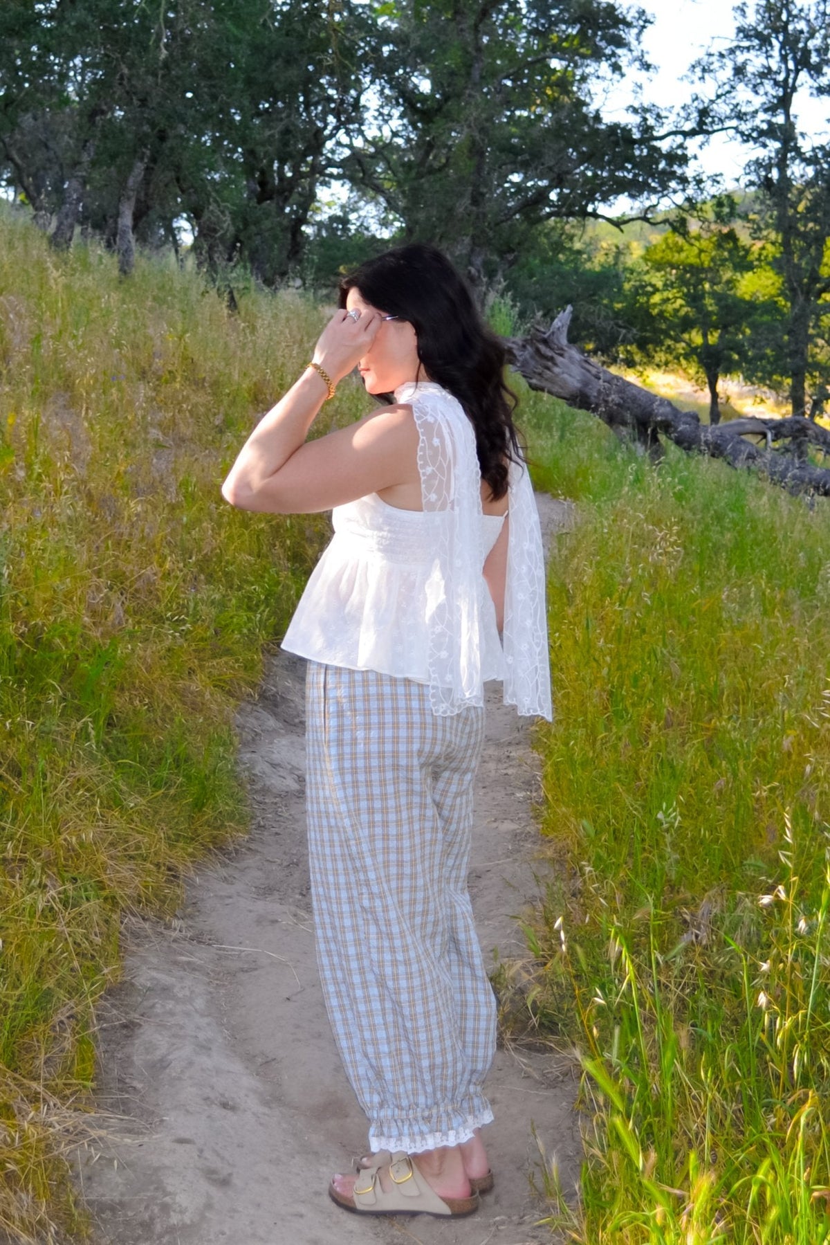 Women’s Plaid Balloon Pants – Elastic Waist Cotton Pants - Women's Pants - Blooming Daily
