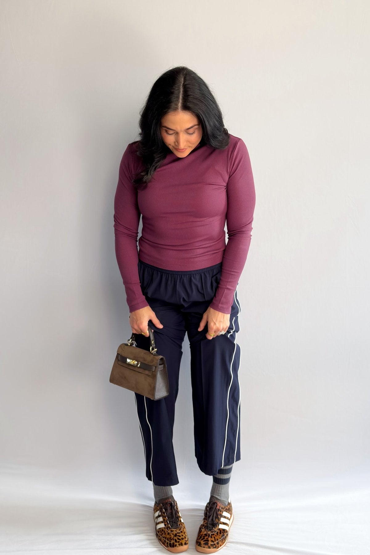 Women’s Plum Ribbed Turtleneck Top – Long Sleeve Stretch Layering Tee - Women&#39;s Shirts &amp; Tops - Blooming Daily