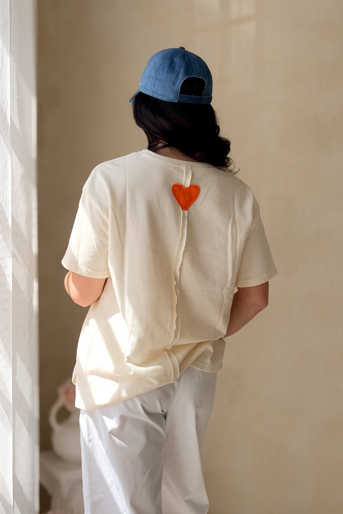 Women’s Rainbow Heart Terry Graphic Tee – Oversized Soft Tee - Women's Shirts & Tops - Blooming Daily