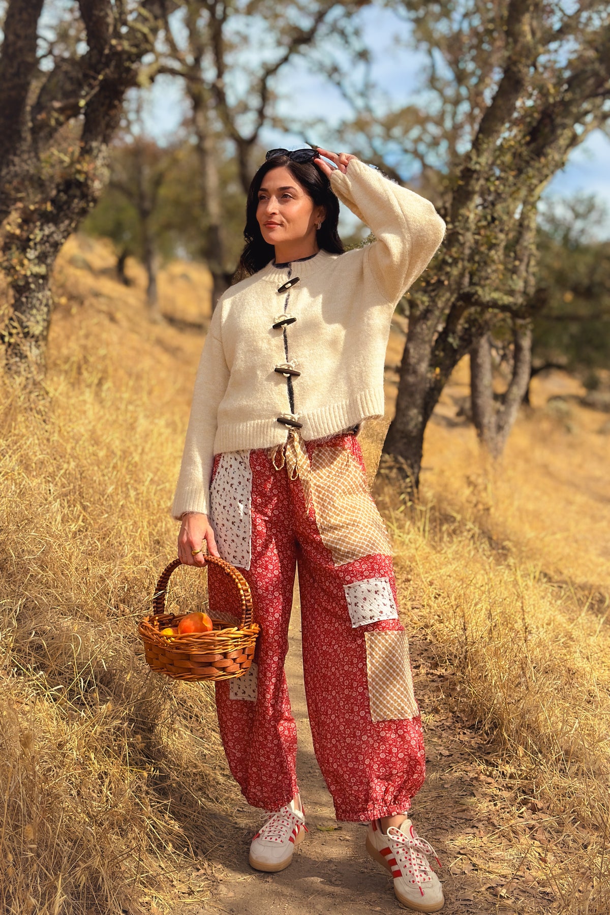 Women’s Red Floral Patchwork Balloon Pants