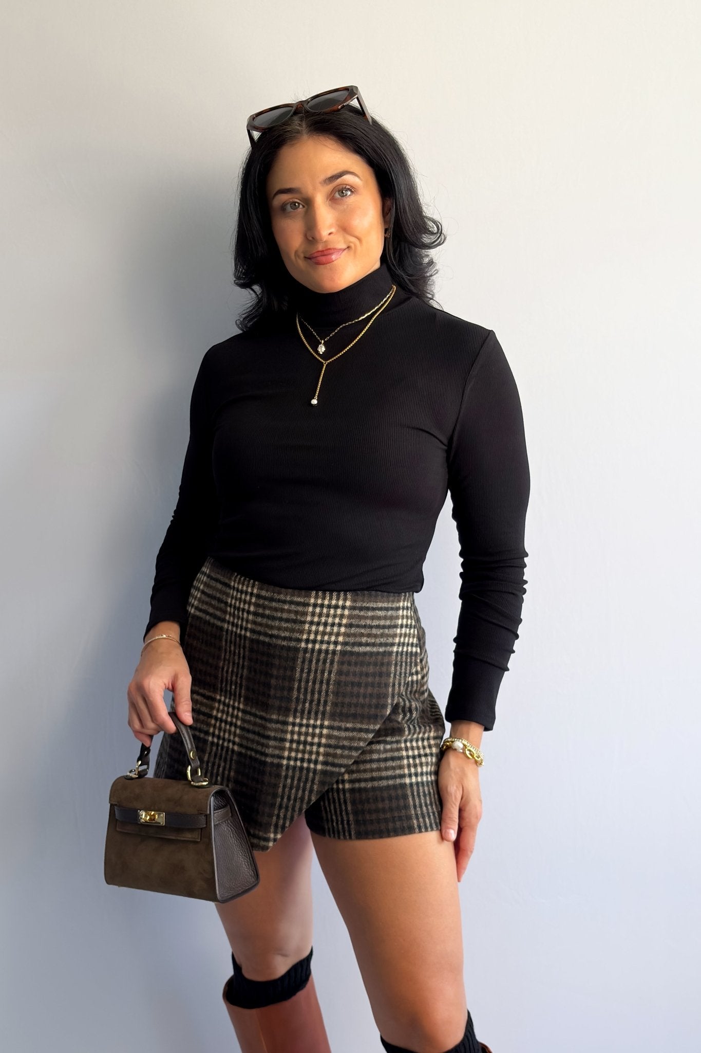 Women’s Ribbed Mock Neck Long - Sleeve Top – Black - Women's Shirts & Tops - Blooming Daily