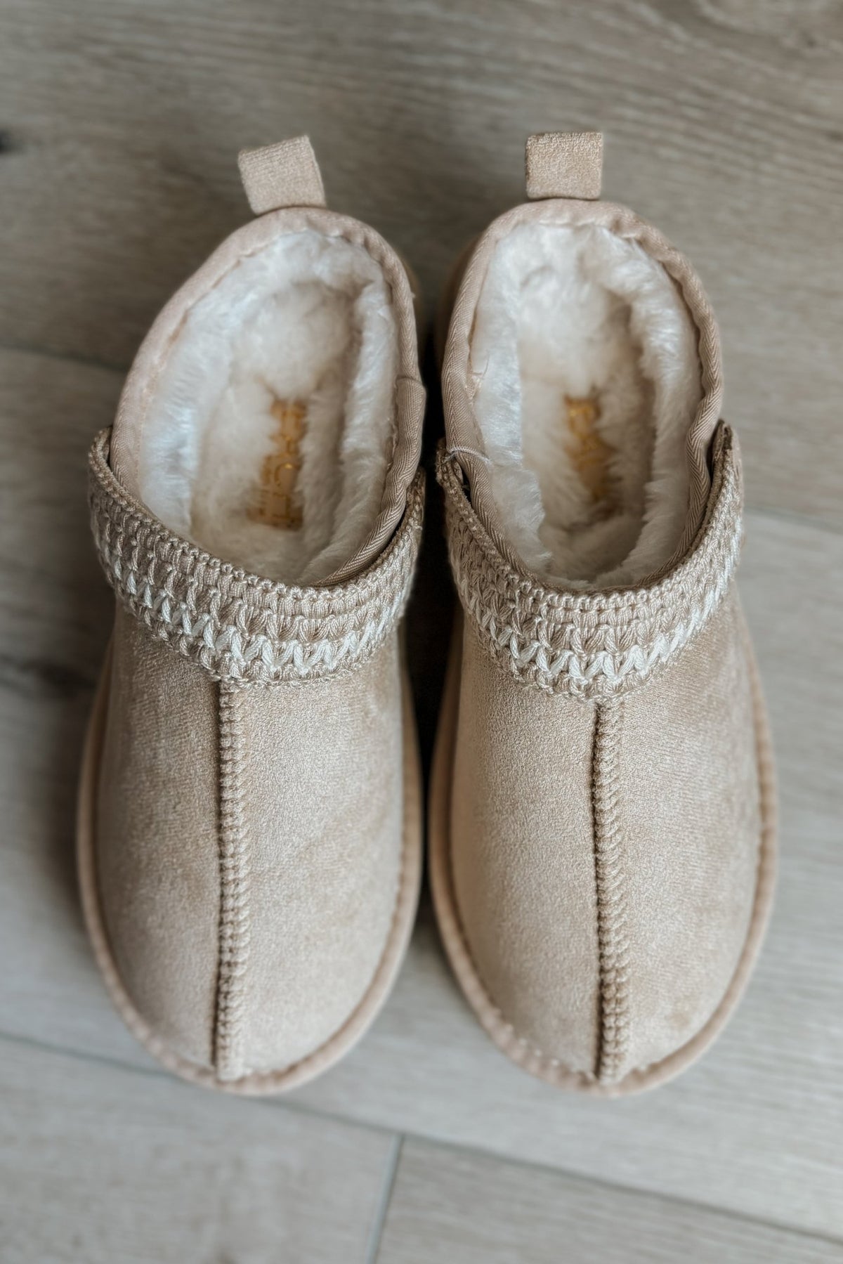 Women&#39;s Shearling Platform Slip On Boots | Vegan | Natural Beige - Women&#39;s Shoes - Blooming Daily