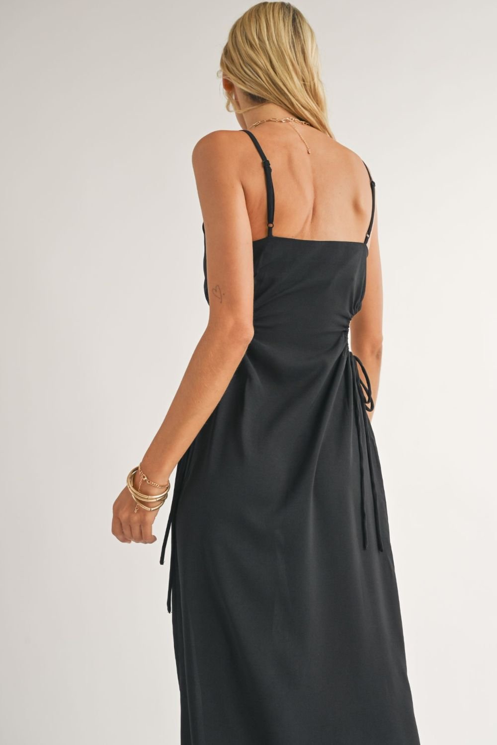 Women&#39;s Side Cut Out Summer Midi Dress | Black - Women&#39;s Dresses - Blooming Daily