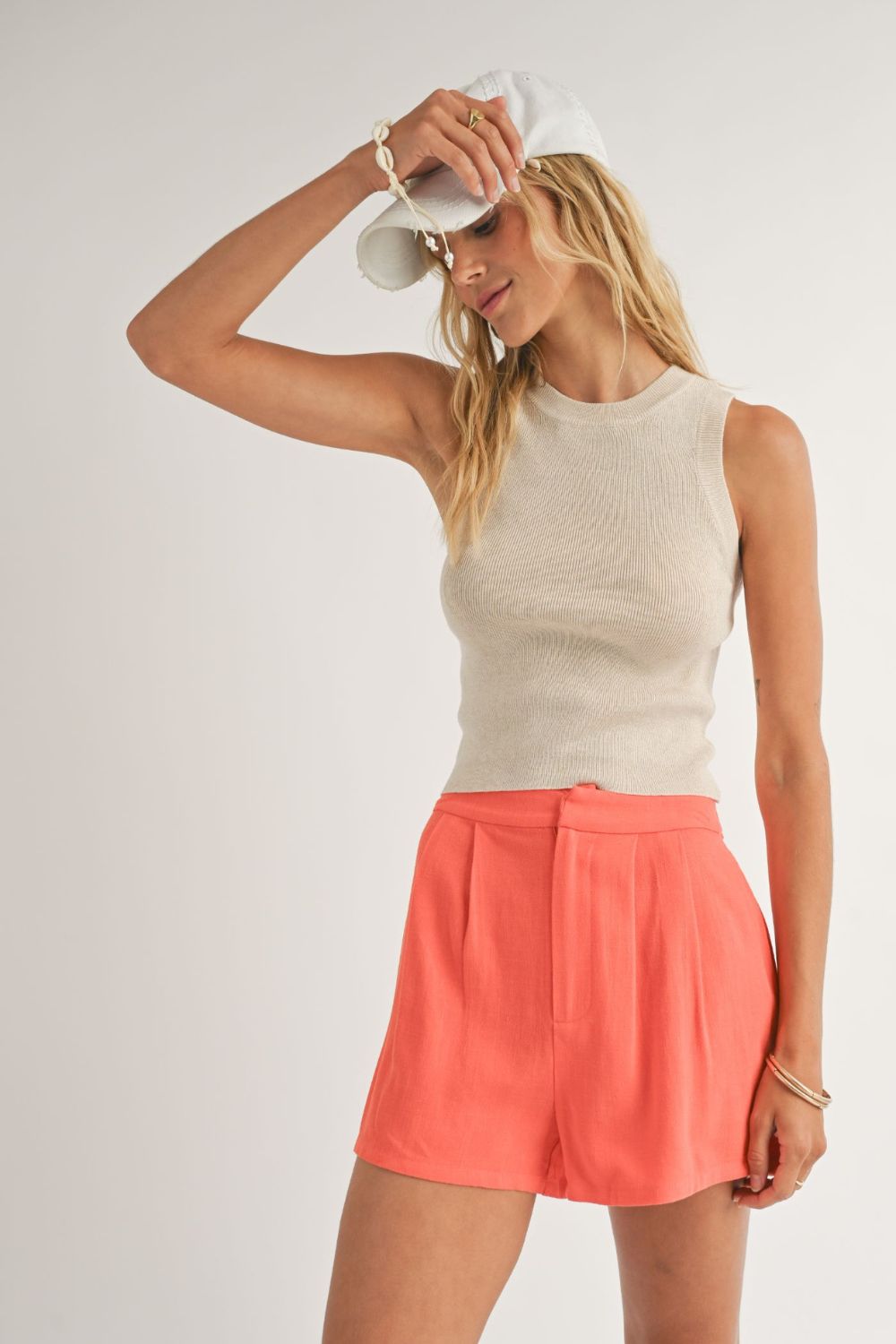 Women's Soft Knit Tank Sweater Top | Neutral Beige - Women's Shirts & Tops - Blooming Daily