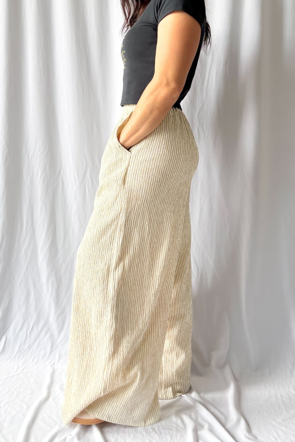 Women&#39;s Soft Wide - Leg Lounge Pants with Pockets | Cream - Women&#39;s Pants - Blooming Daily