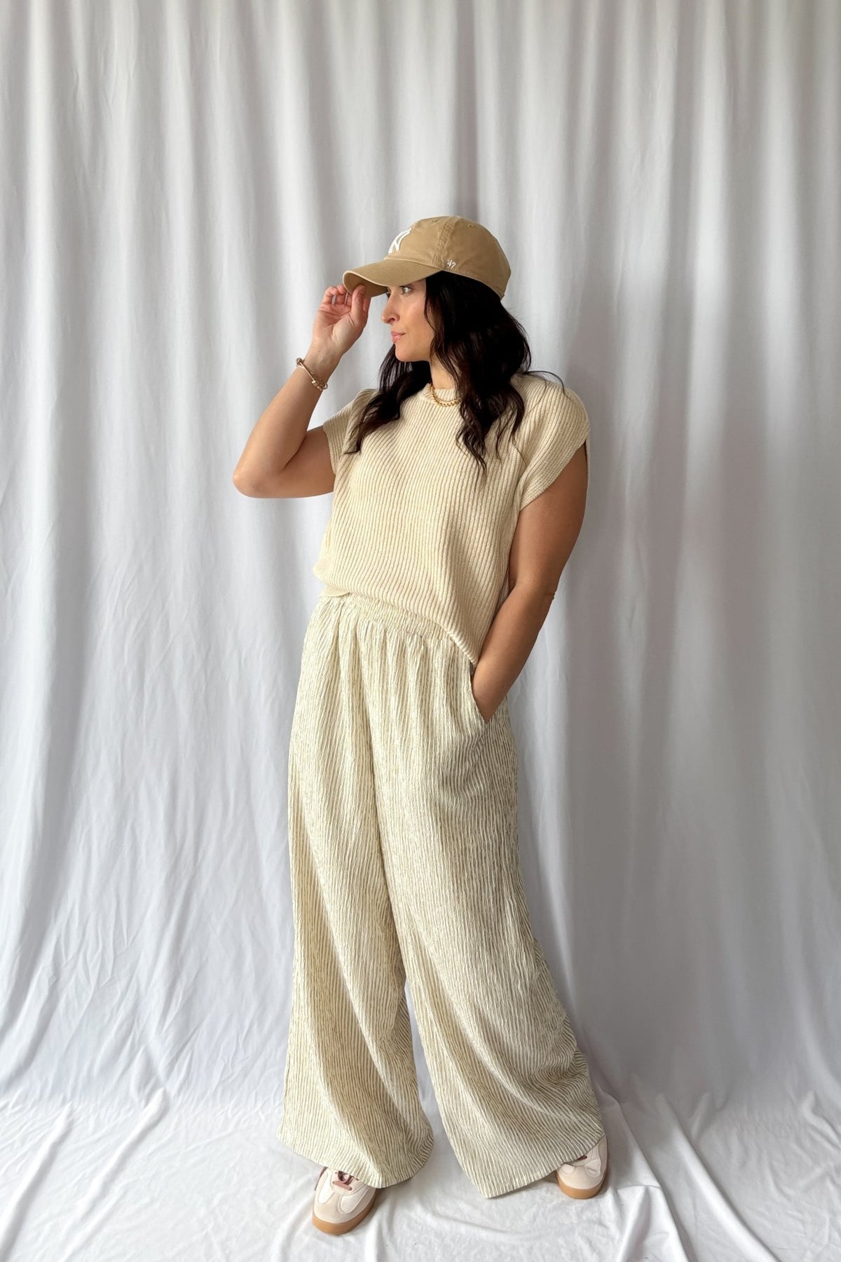 Women&#39;s Soft Wide - Leg Lounge Pants with Pockets | Cream - Women&#39;s Pants - Blooming Daily