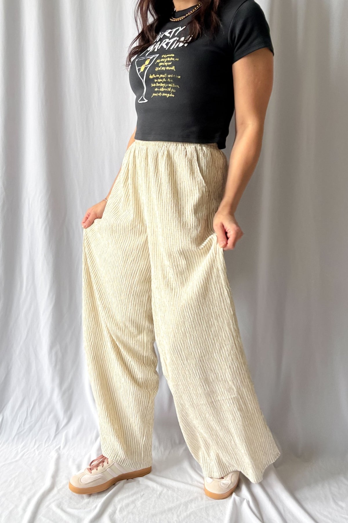 Women&#39;s Soft Wide - Leg Lounge Pants with Pockets | Cream - Women&#39;s Pants - Blooming Daily