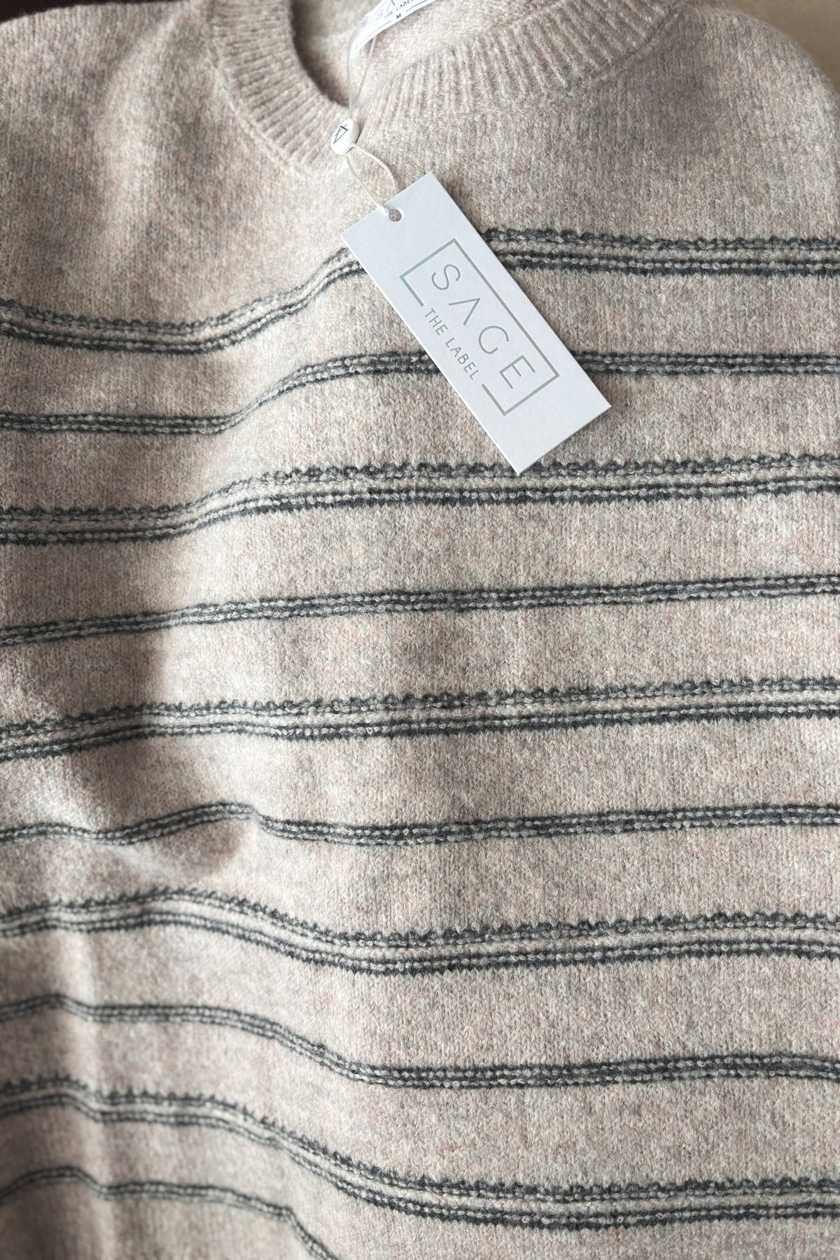 Women&#39;s Striped Knit Sweater Top | Sage The Label | Gray - Women&#39;s Shirts &amp; Tops - Blooming Daily