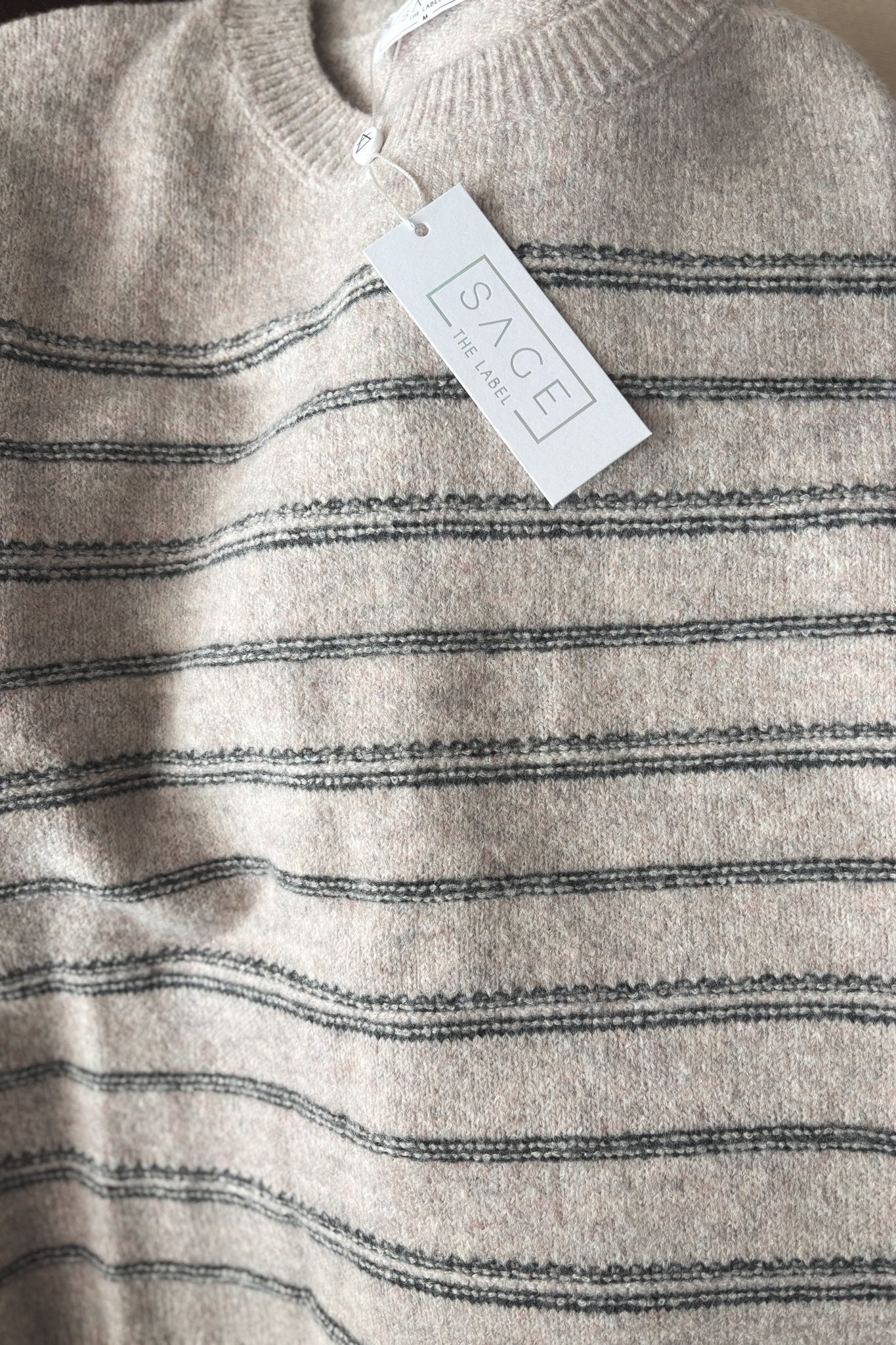 Women's Striped Knit Sweater Top | Sage The Label | Gray - Women's Shirts & Tops - Blooming Daily