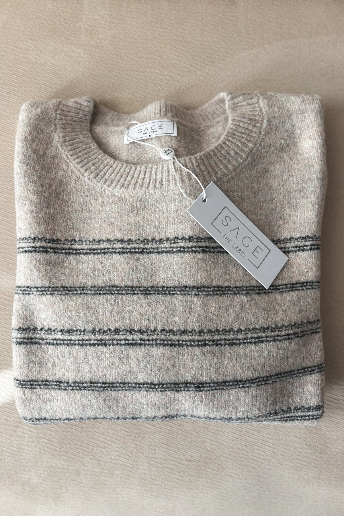 Women&#39;s Striped Knit Sweater Top | Sage The Label | Gray - Women&#39;s Shirts &amp; Tops - Blooming Daily