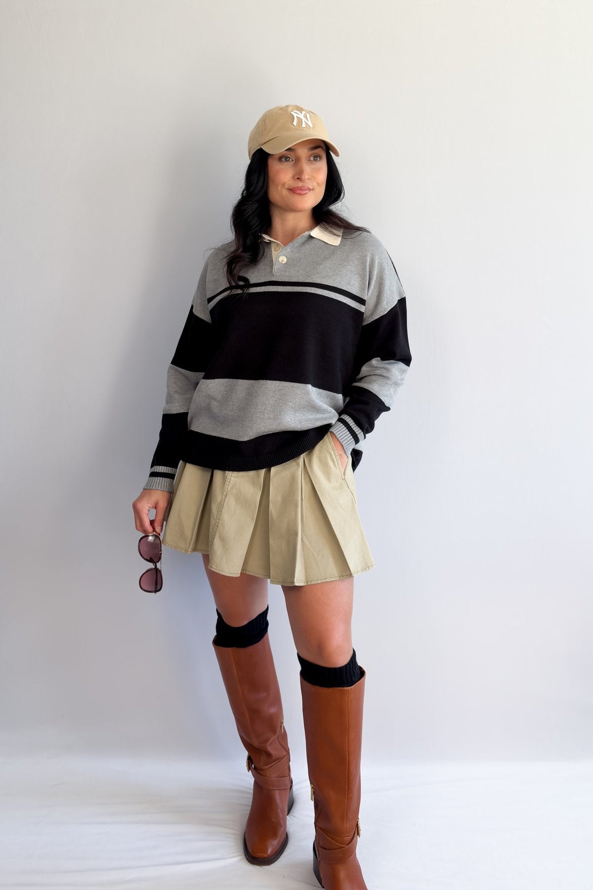 Women’s Striped Rugby Sweater – Collared Knit Polo - Women&#39;s Shirts &amp; Tops - Blooming Daily