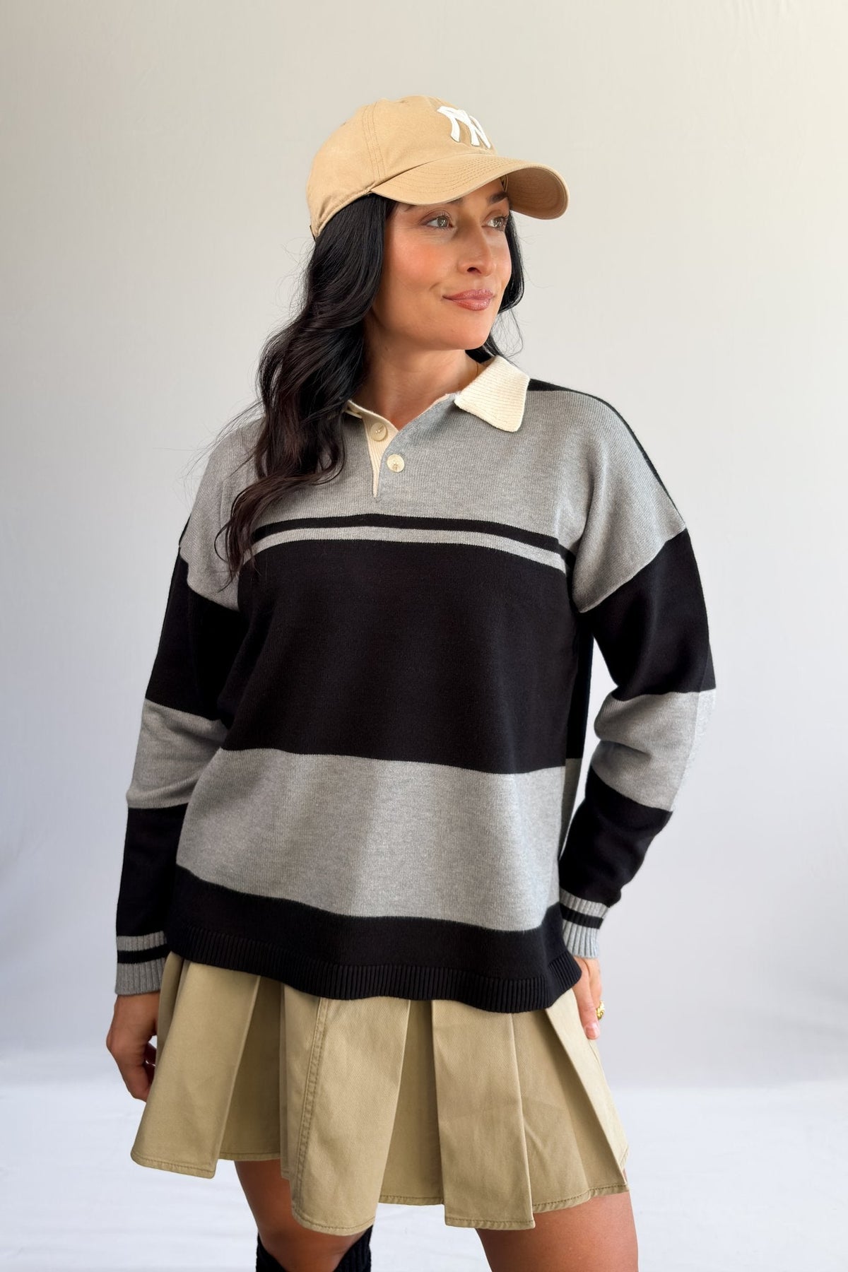 Women’s Striped Rugby Sweater – Collared Knit Polo - Women&#39;s Shirts &amp; Tops - Blooming Daily