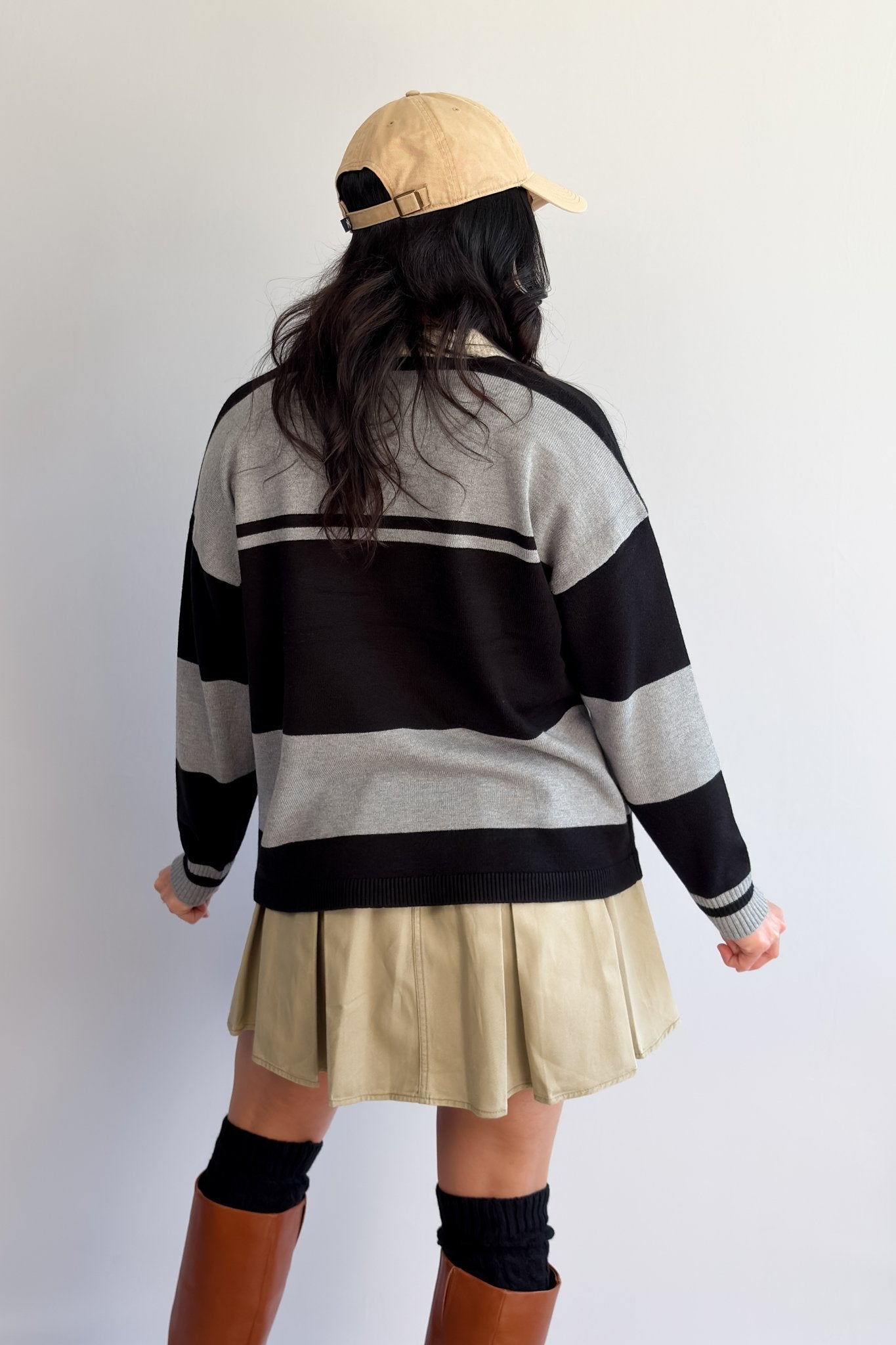 Women’s Striped Rugby Sweater – Collared Knit Polo - Women's Shirts & Tops - Blooming Daily