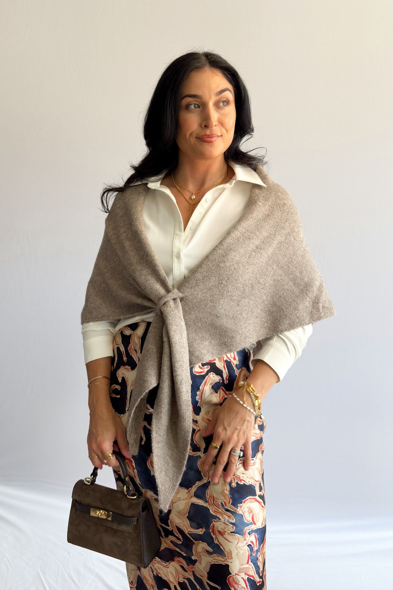 Women’s Taupe Cashmere - Blend Travel Wrap Shawl | One Size - Women's Shirts & Tops - Blooming Daily