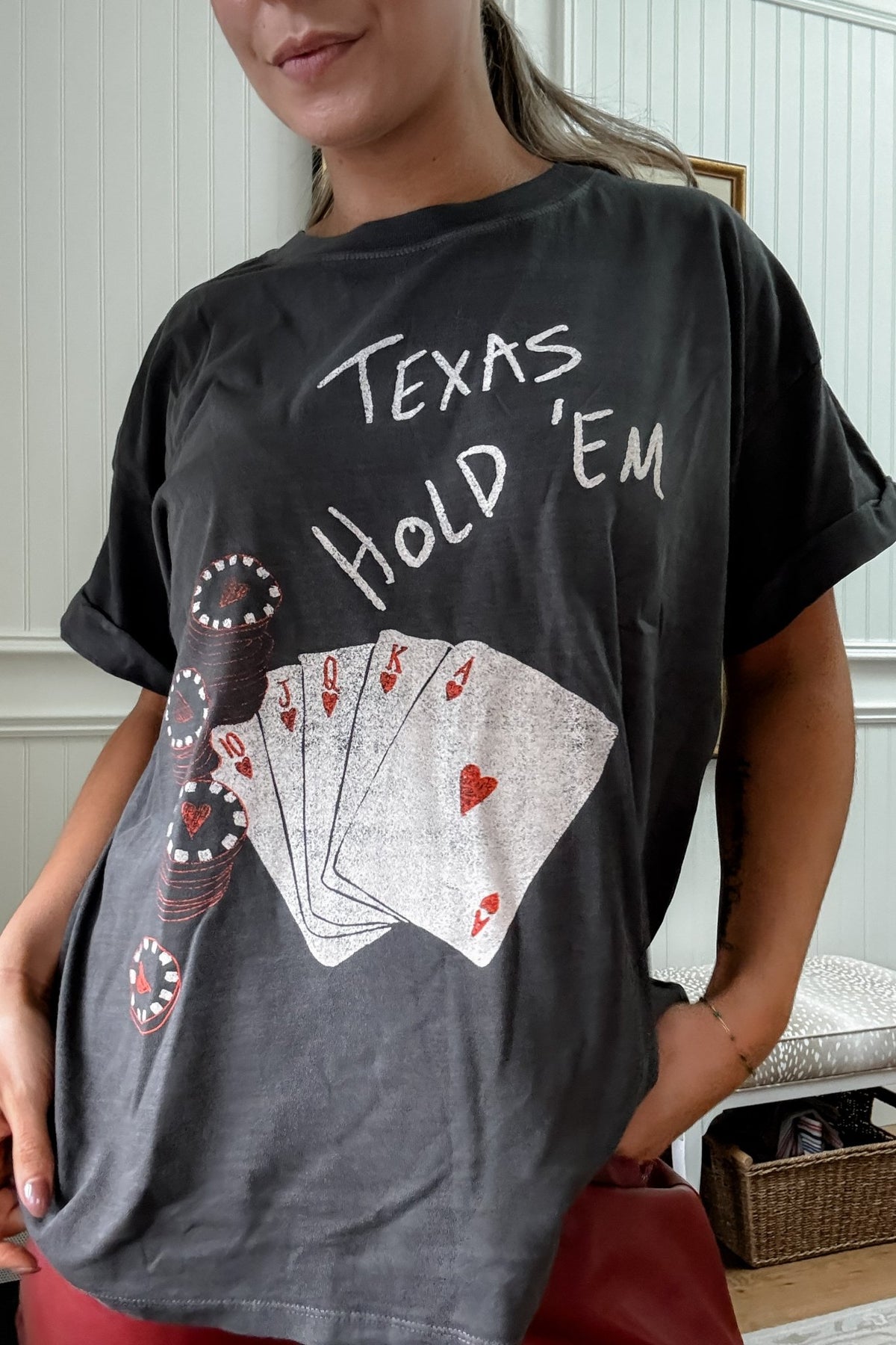 Women&#39;s Texas Hold Em Relaxed Fit Graphic T-Shirt Top | Girl Dangerous - Women&#39;s Shirts &amp; Tops - Blooming Daily