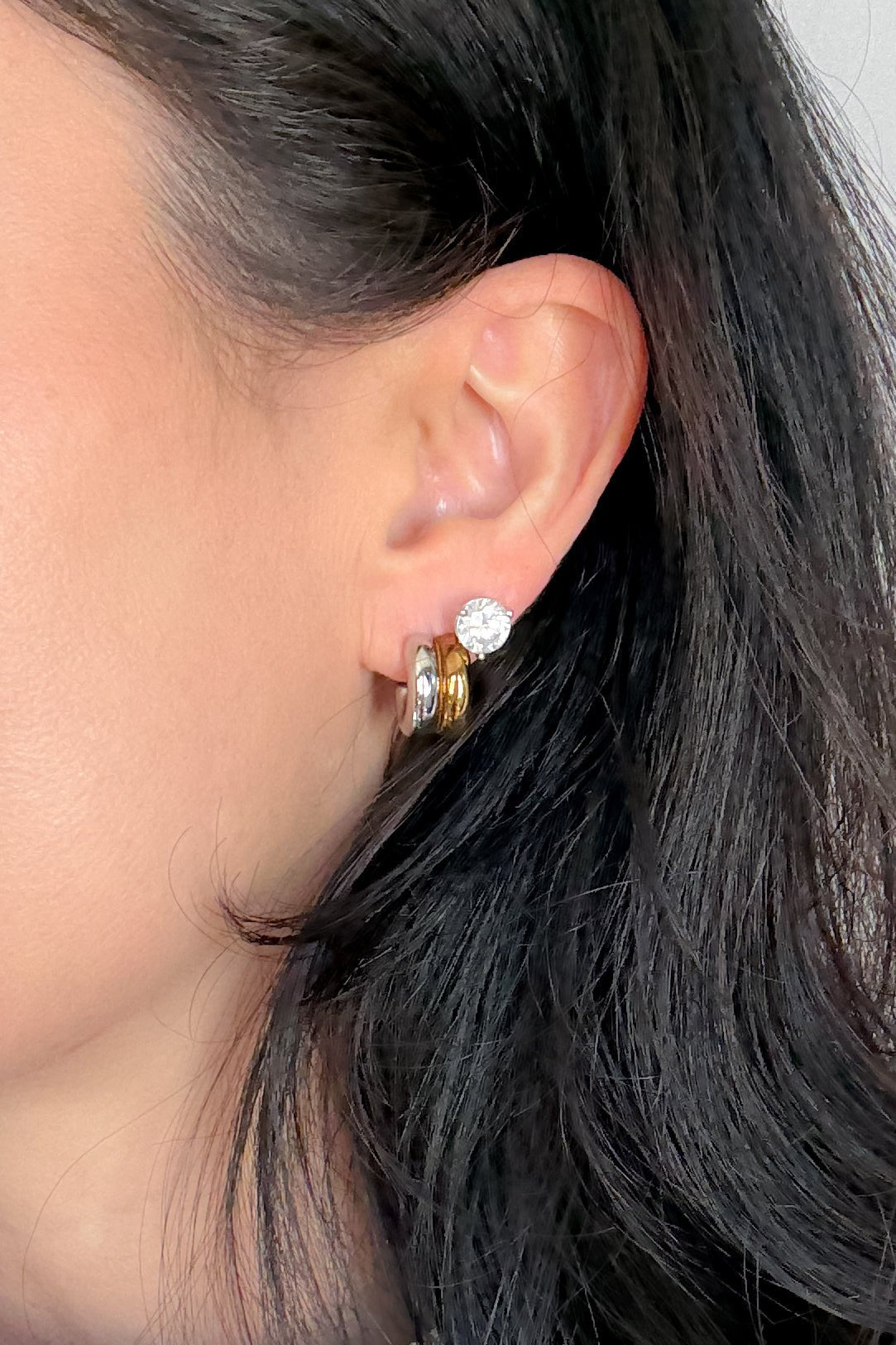 Women’s Two - Tone Double C Hoop Earrings – Gold & Silver - Women's Jewelry - Blooming Daily