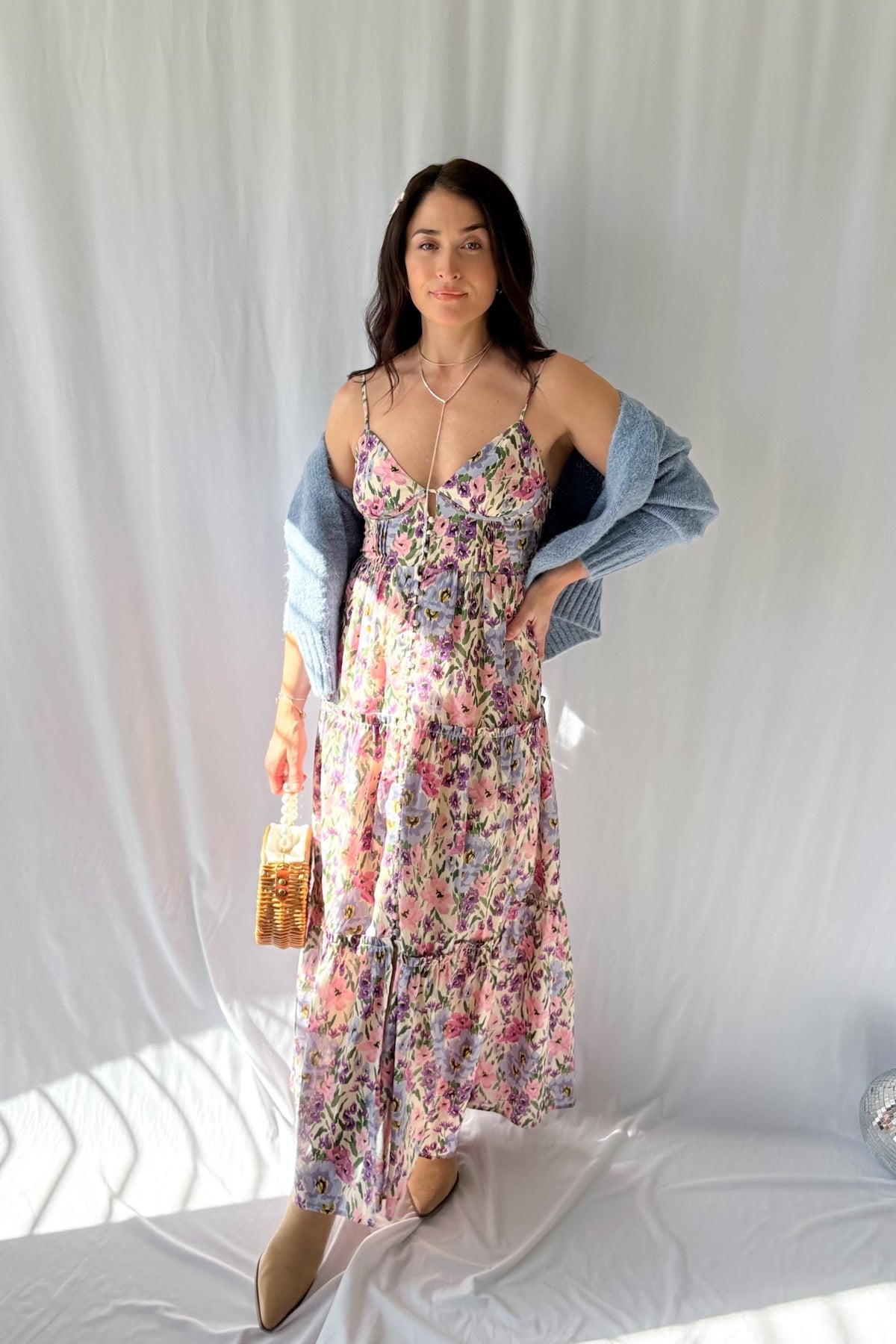 Women&#39;s Valerian Floral Button Down Maxi Dress | Adjustable Straps | Pink - Women&#39;s Dresses - Blooming Daily