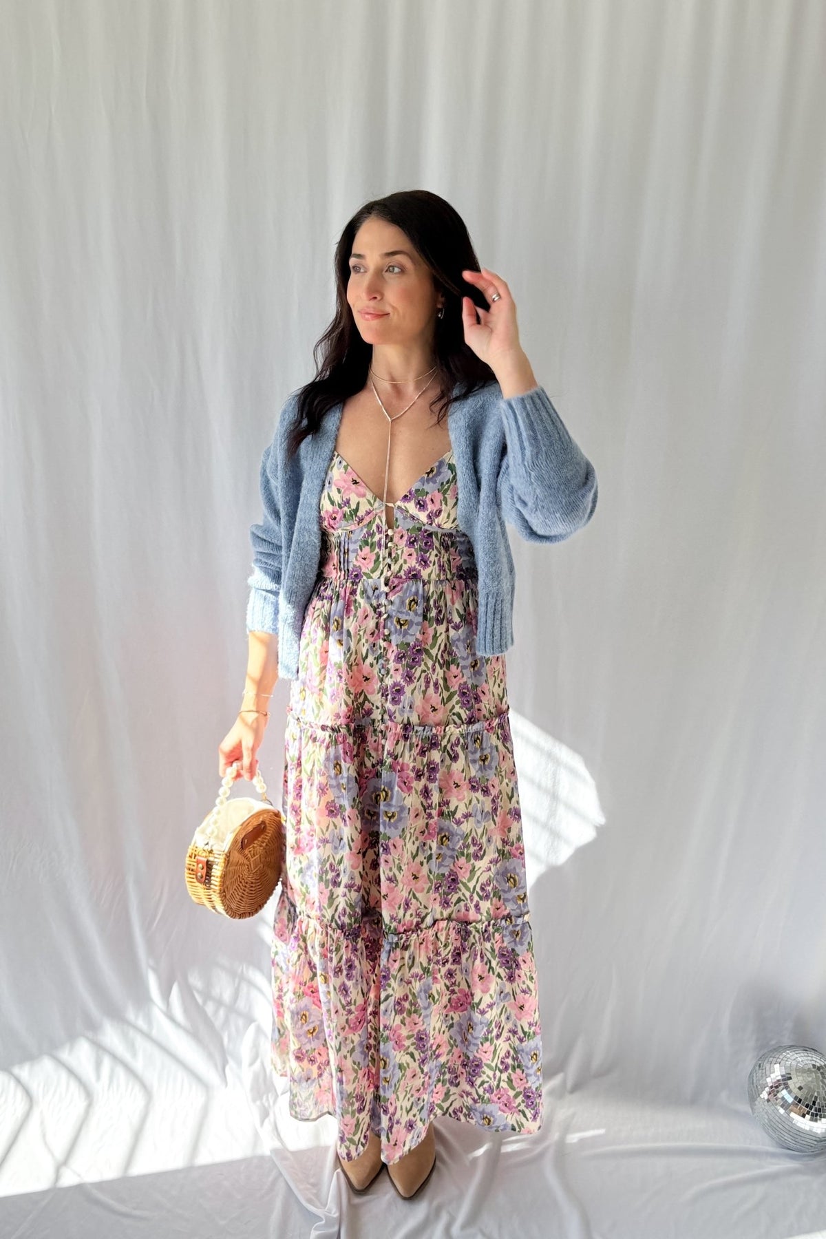 Women&#39;s Valerian Floral Button Down Maxi Dress | Adjustable Straps | Pink - Women&#39;s Dresses - Blooming Daily