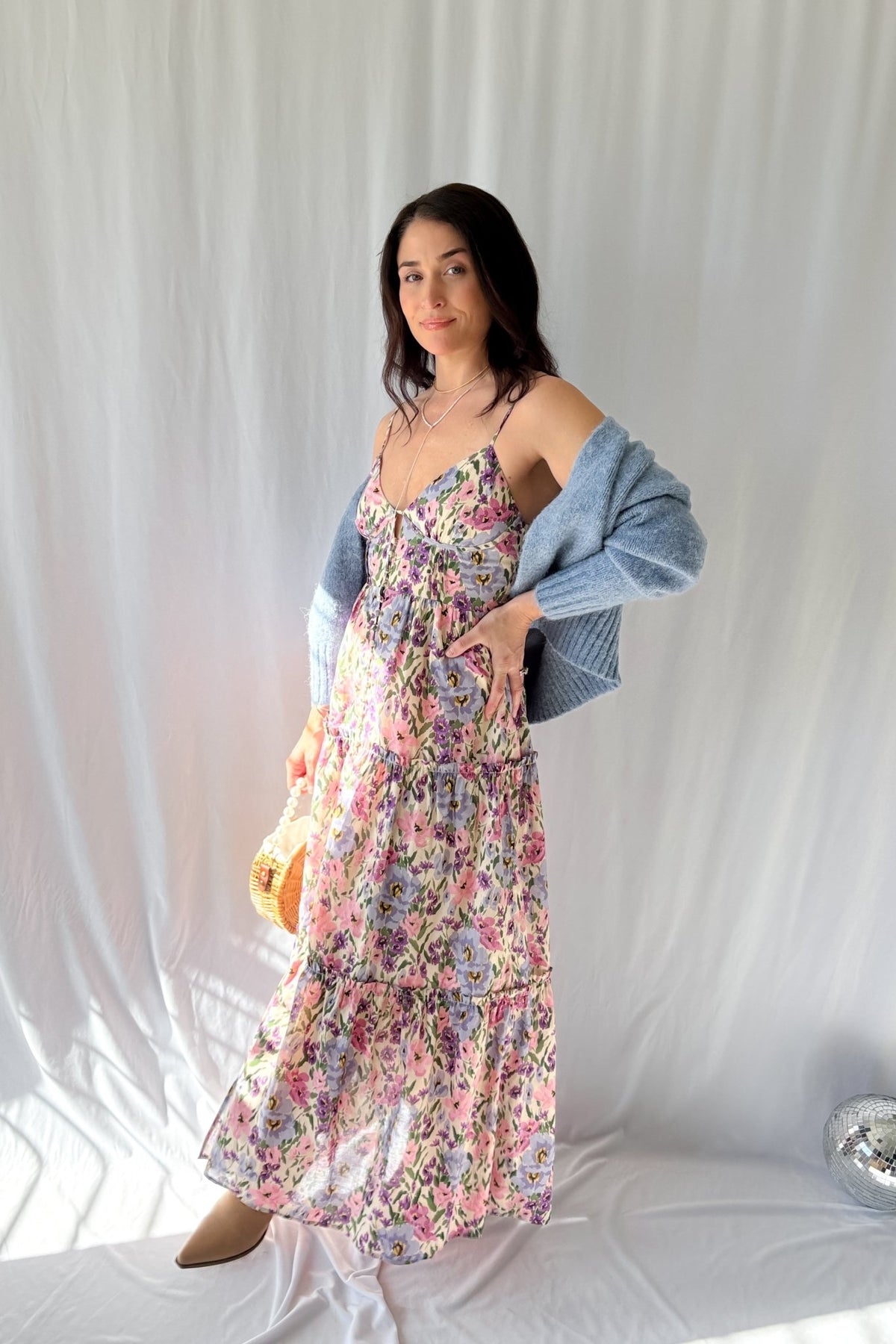 Women&#39;s Valerian Floral Button Down Maxi Dress | Adjustable Straps | Pink - Women&#39;s Dresses - Blooming Daily