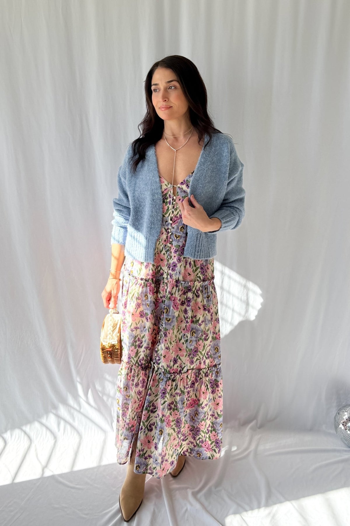 Women&#39;s Valerian Floral Button Down Maxi Dress | Adjustable Straps | Pink - Women&#39;s Dresses - Blooming Daily