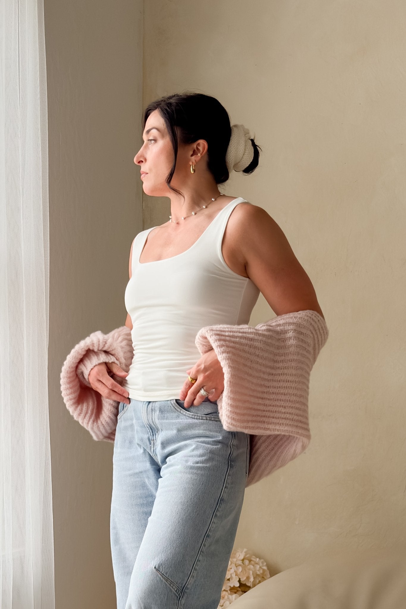 Women’s White Fitted Tank Top – Double Layer Basic Essential - Women's Shirts & Tops - Blooming Daily