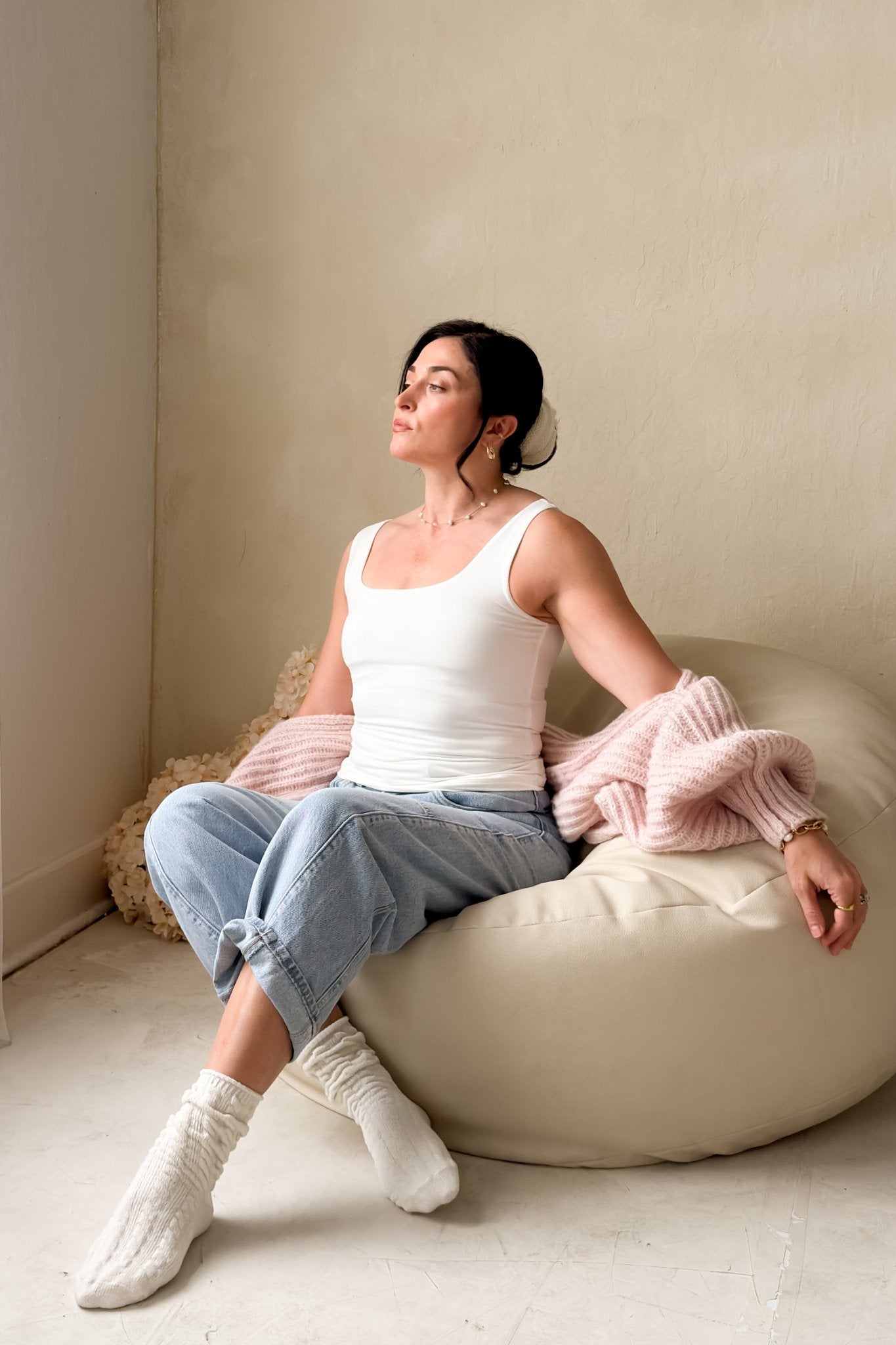 Women’s White Fitted Tank Top – Double Layer Basic Essential - Women's Shirts & Tops - Blooming Daily