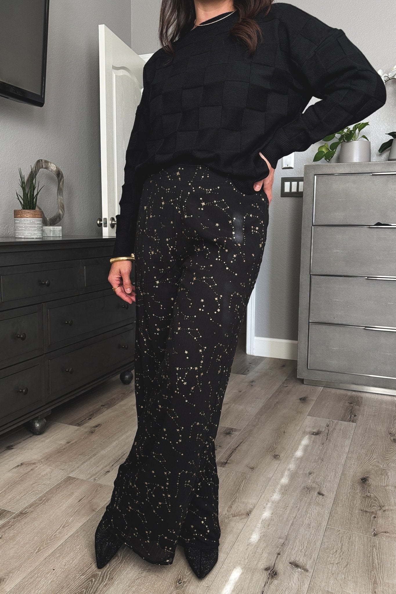 holiday dress pants Sadie & Sage Celestial Wide Leg Dress Pants