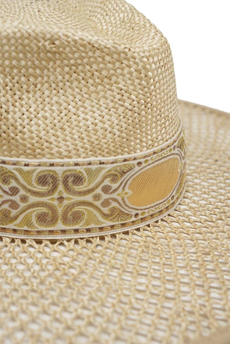 Aliane Banded Straw Peeper Rancher Sun Hat in Golden - Hats - Blooming Daily