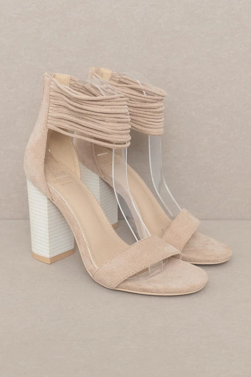 Blake Strappy Ankle Wrapped Block Heel in Cream - Shoes - Blooming Daily