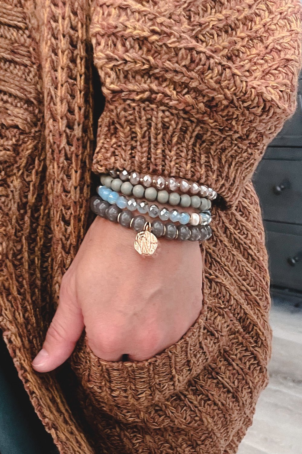 Boho Chic Stackable Beaded Bracelets in Grey - Bracelets - Blooming Daily