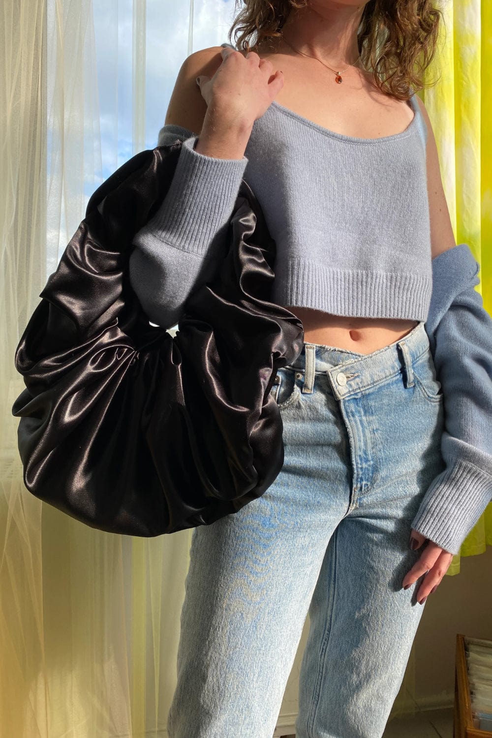 Bounce Baguette Satin Handbag by Room Shop - Accessories - Blooming Daily