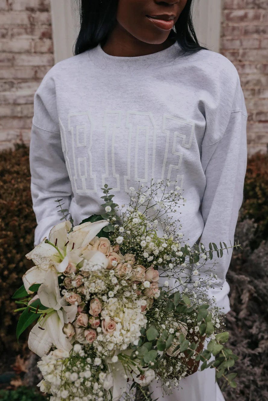 BRIDE Fleece Crewneck Sweatshirt in Heather Gray - Shirts & Tops - Blooming Daily