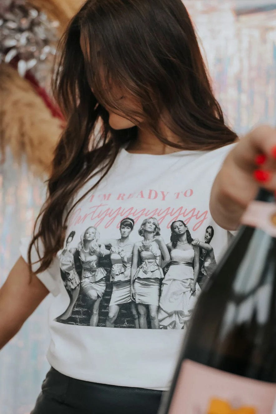 Bridesmaids Ready To Party Graphic Tee in White - Graphic Tee - Blooming Daily