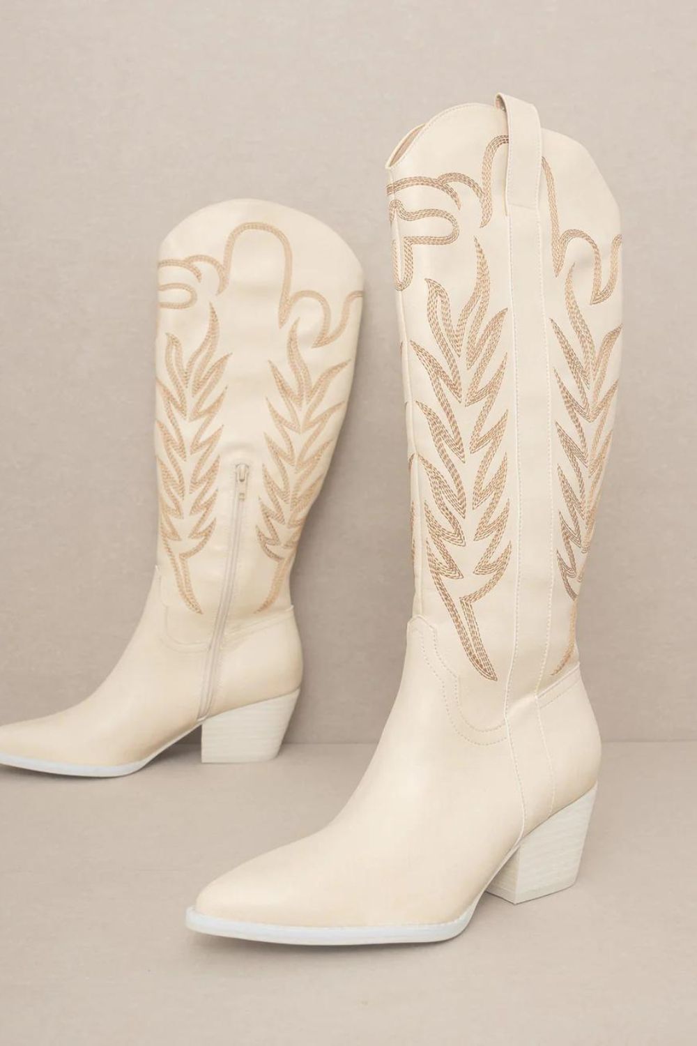 Coastal Cowgirl Boots | Bohemian Western | Knee High | Cream - Women&#39;s Boots - Blooming Daily